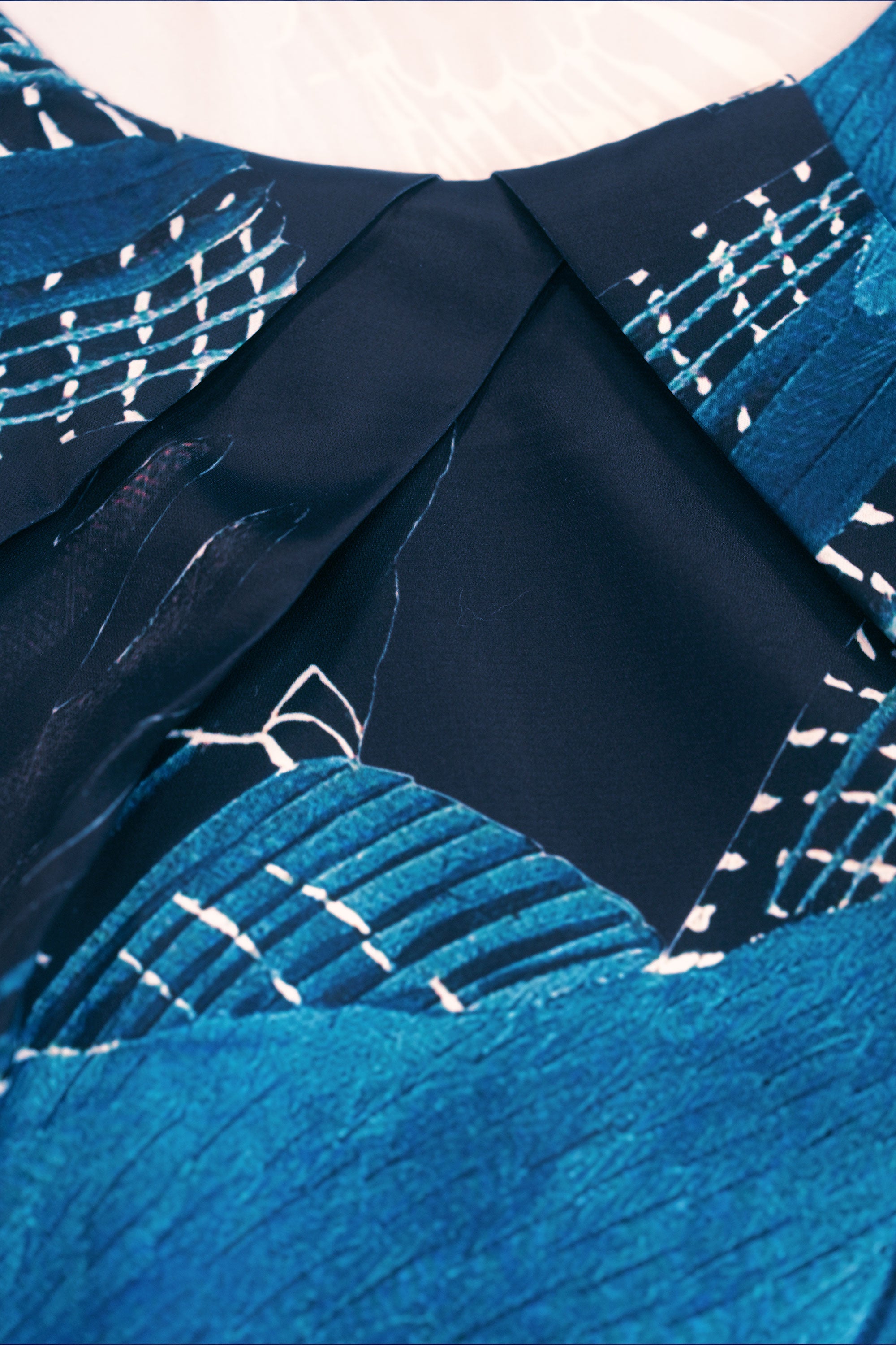 Square Sleeves Fold Dress (Belted Kingfisher)