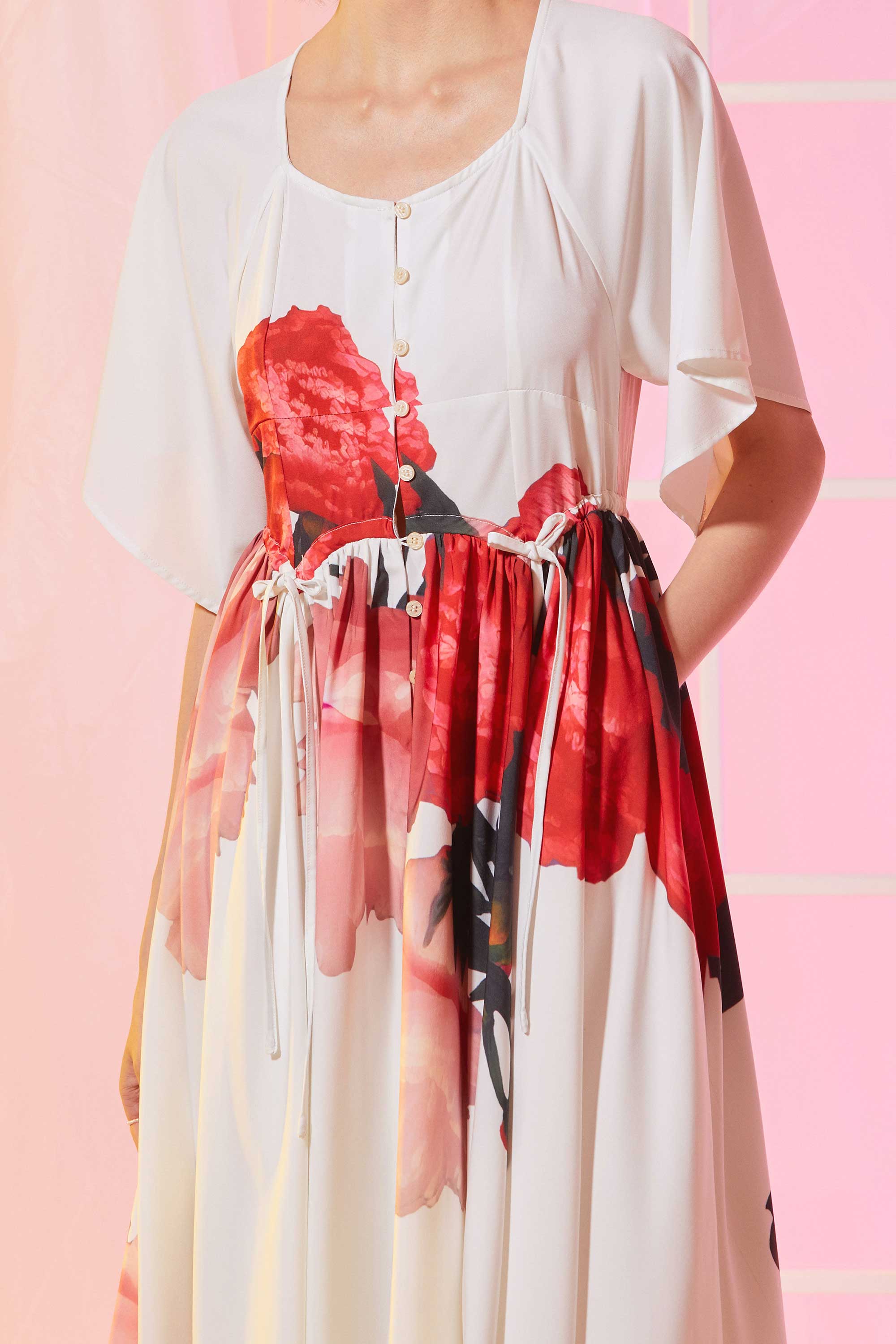 Bustier Flutter Sleeves Tea Dress (Solace)