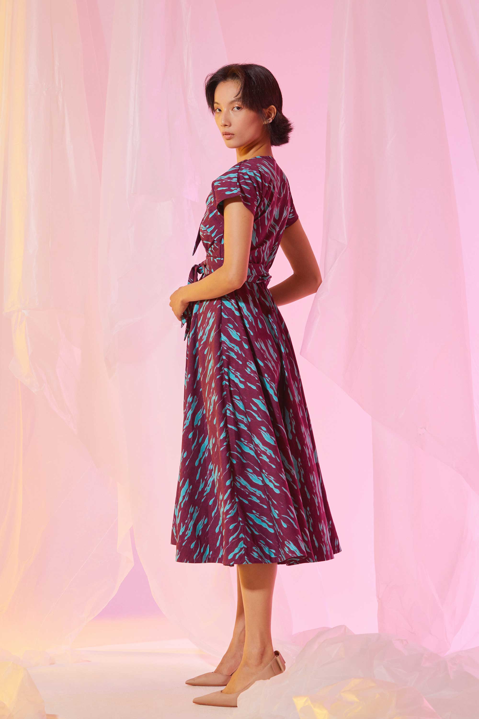 Double Knot Fit & Flare Midi Dress (Veil)