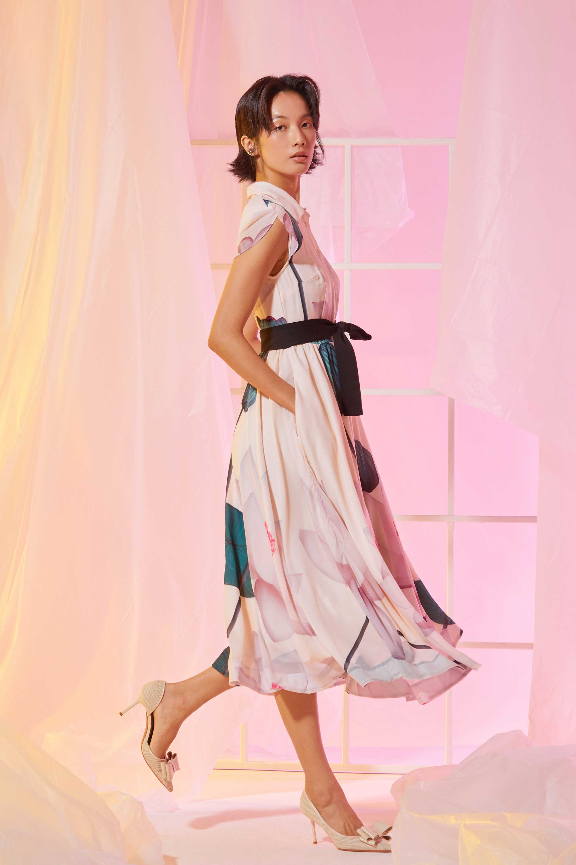 Snowdrop Sleeves Shirtwaist Dress (Diffusion)