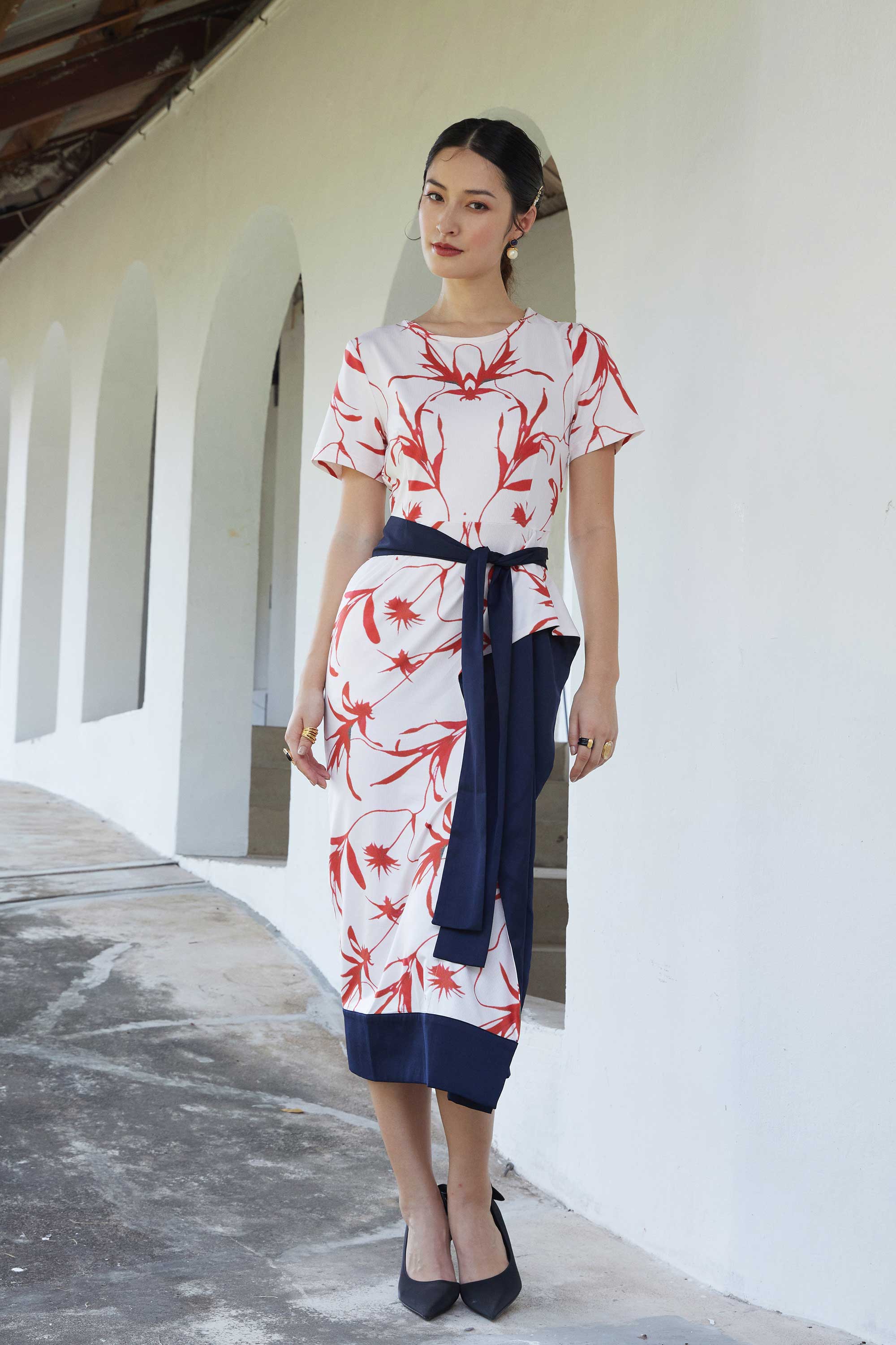Draped Pencil Midi Dress (Wander)