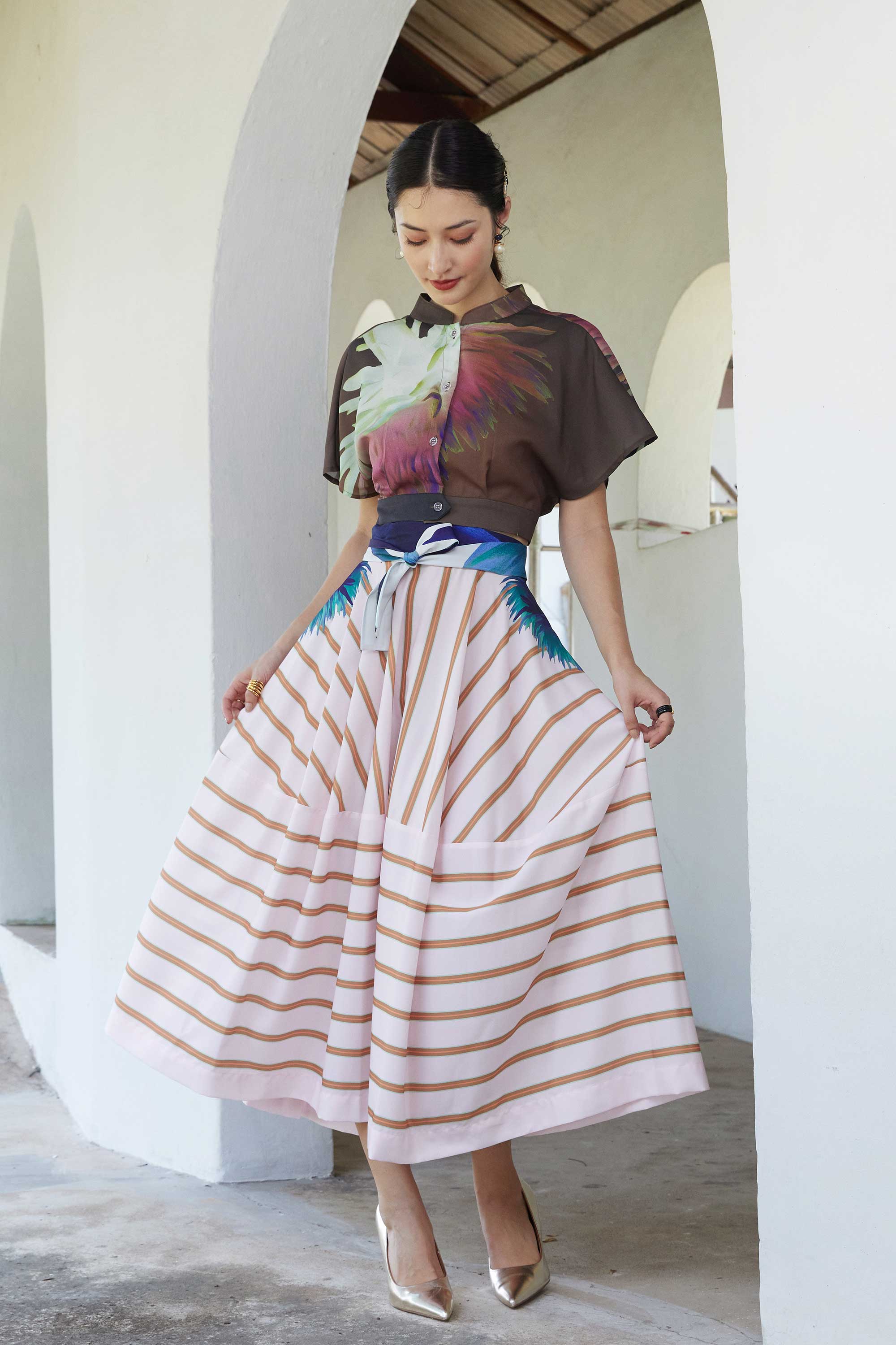 Border Full Circle Midi Skirt (Reverence)