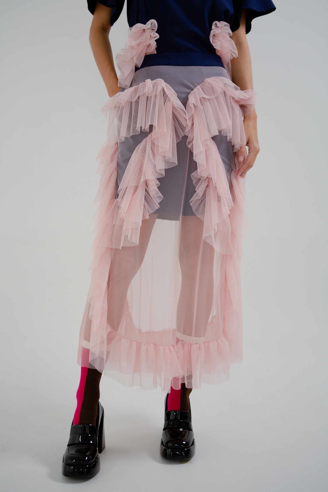 Undulating Tulle Skirt (Pink)