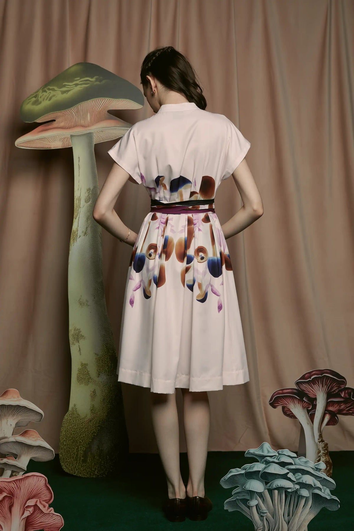 Chinese Collar Midi Dress (Mycena)