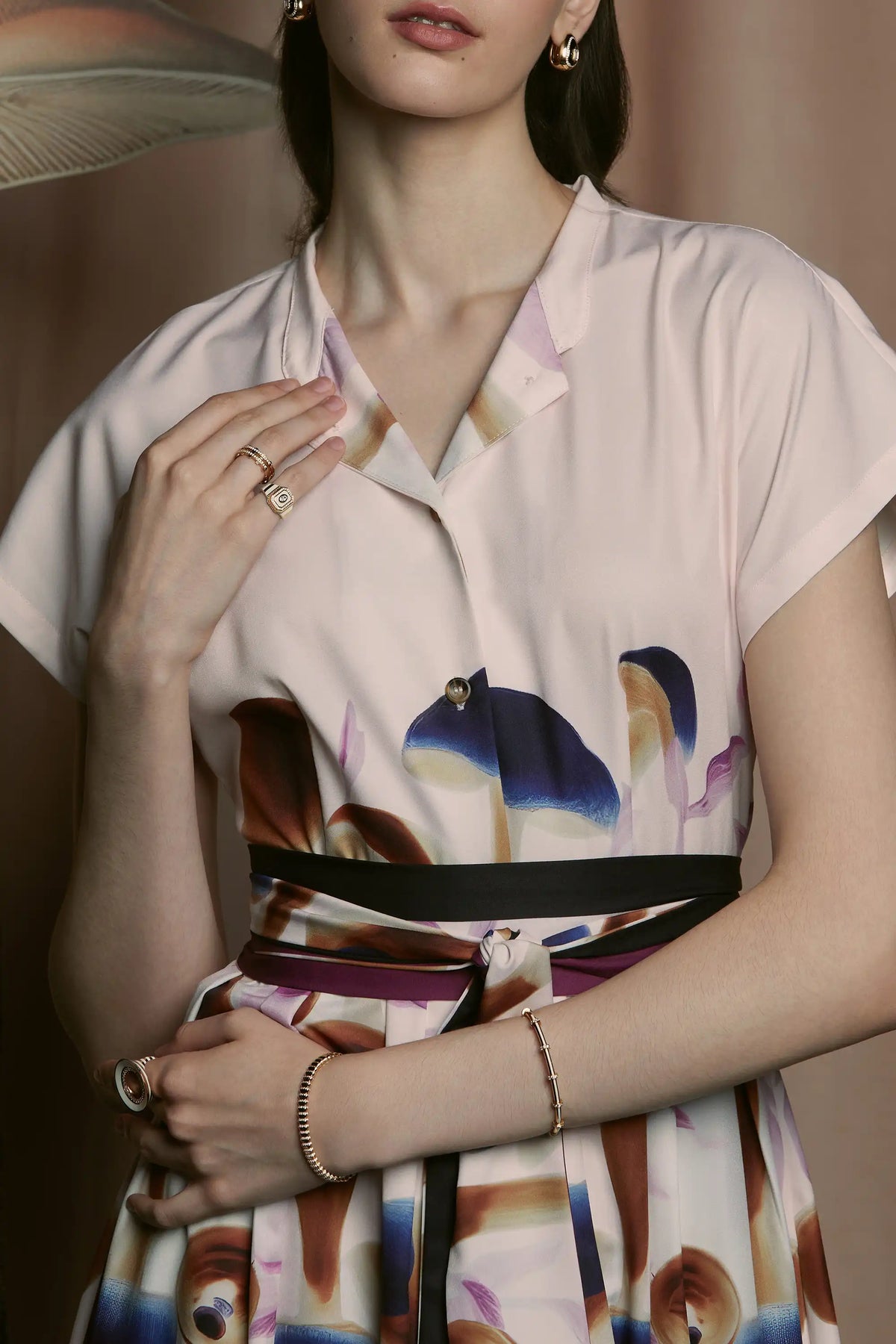 Chinese Collar Midi Dress (Mycena)
