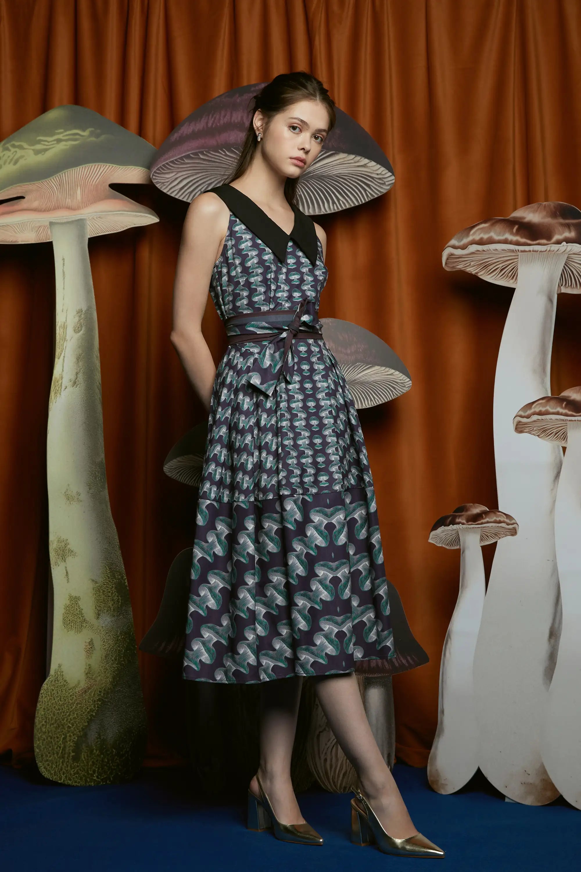 Portrait Collar Dress (Shiitake)