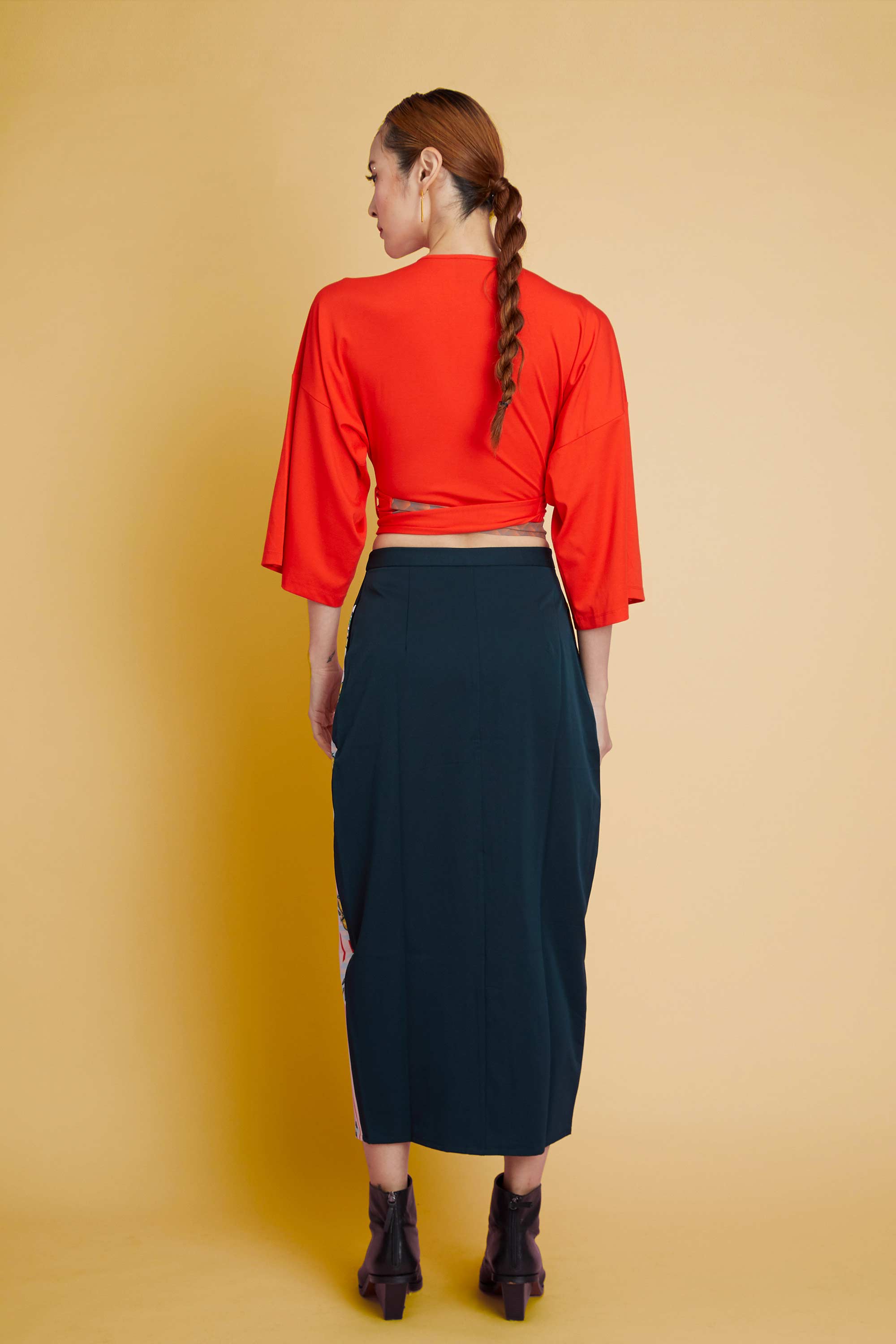 Reckless Ericka x SIA — Red Cropped Kimono Wrap Top
