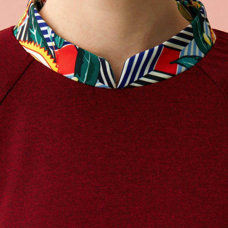 Chinese Collar Swing Top with Hei Zhen Zhu Durian Print