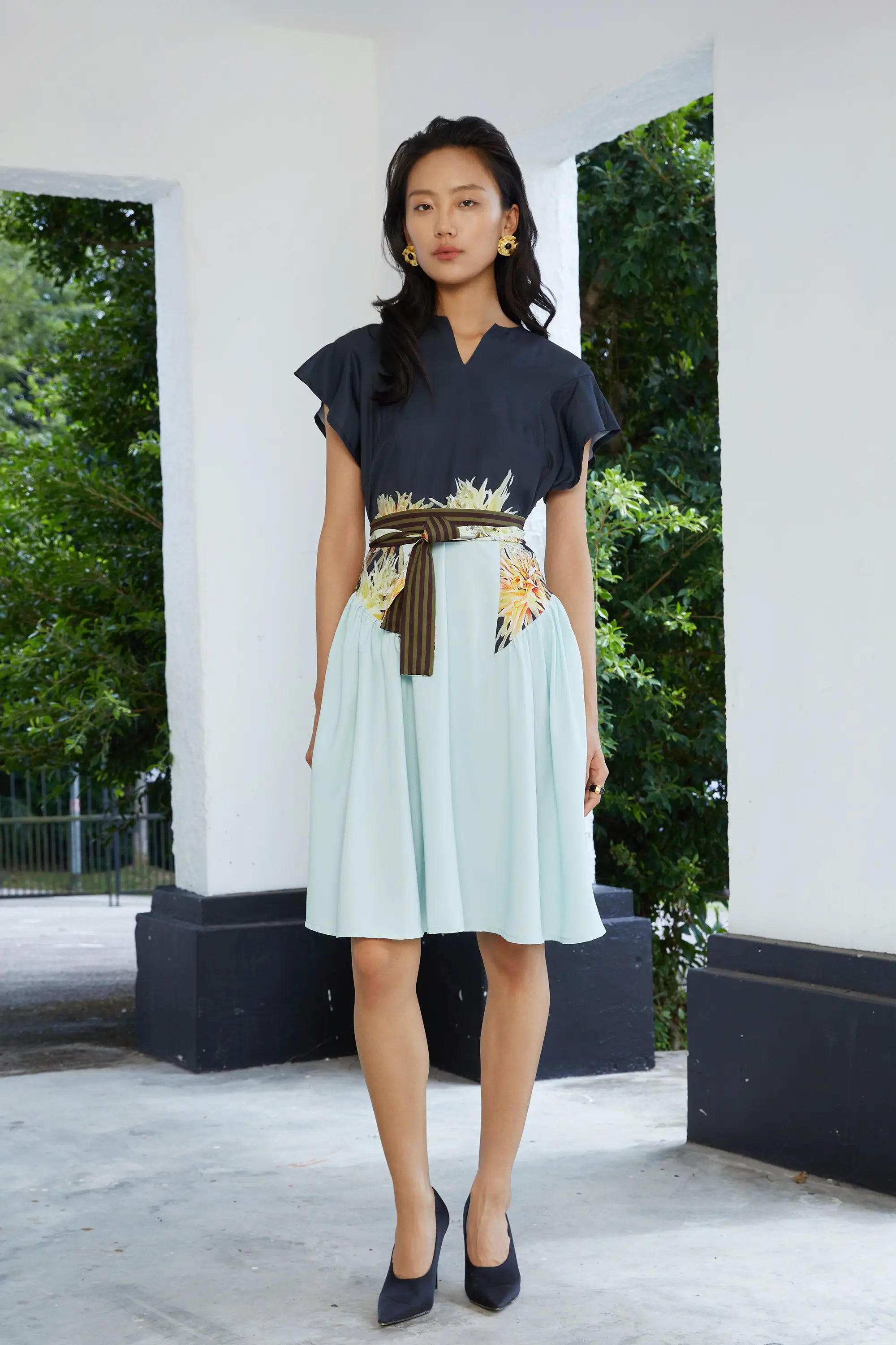 Bluebell Billowing Knee Dress (Cactus Dahlia)