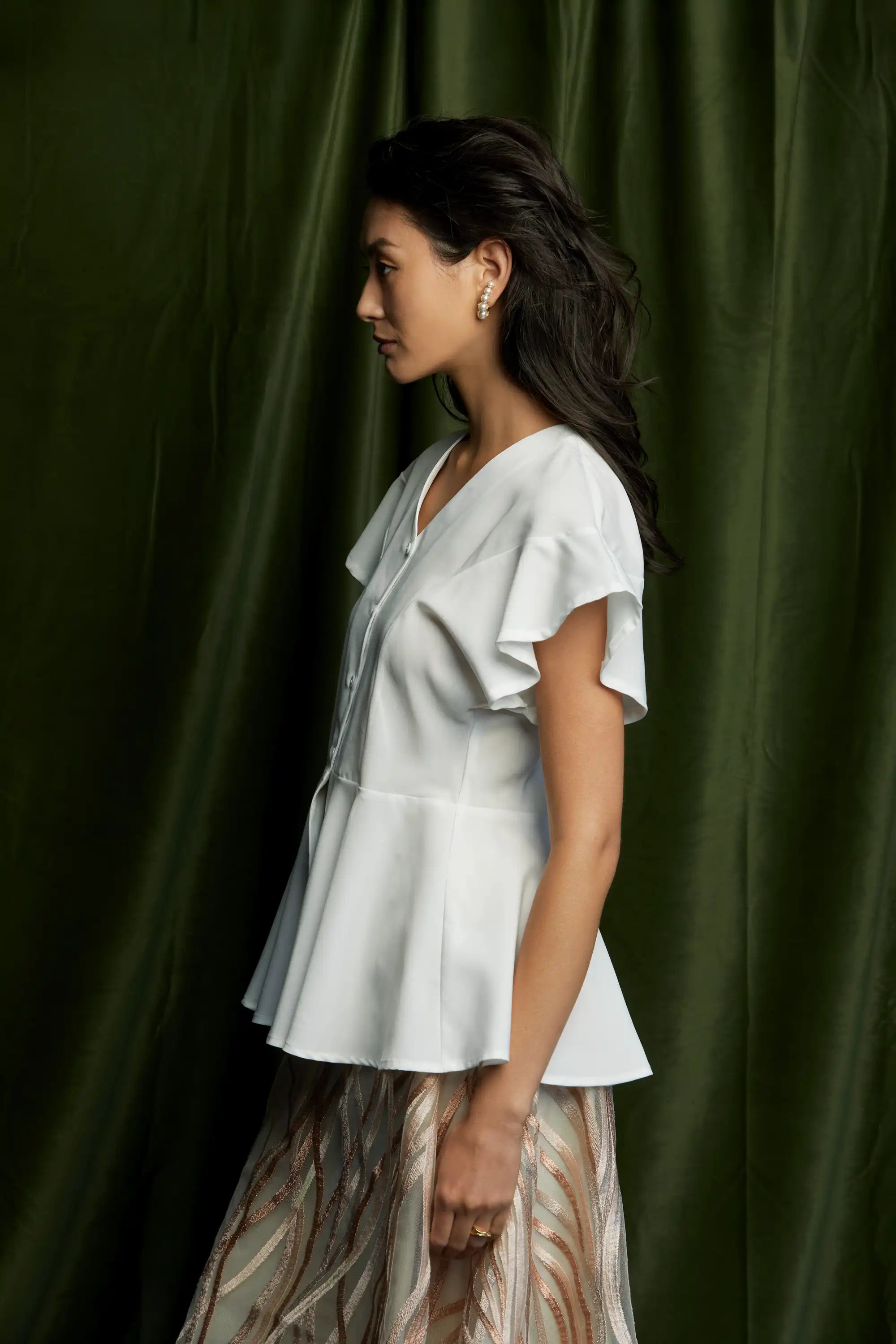 Bluebell Peplum Top (White)