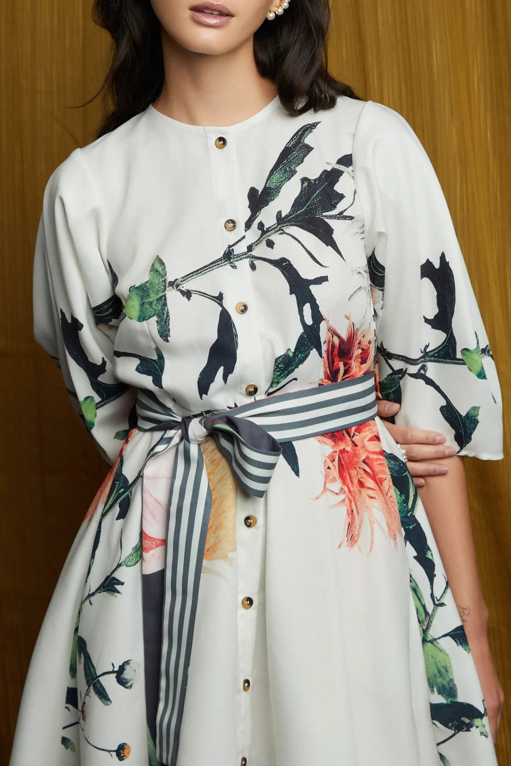 Calla Sleeves Swing Dress (Cactus Dahlia)