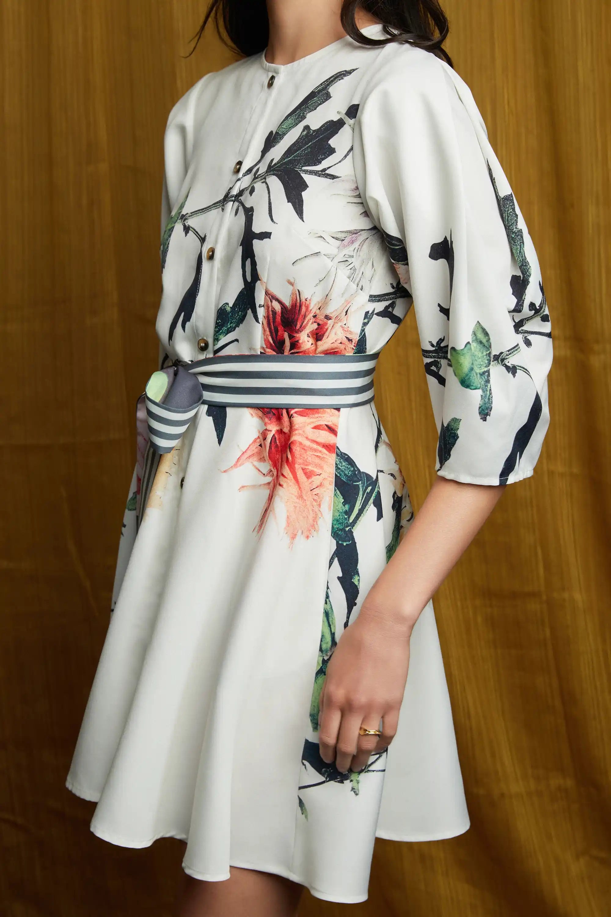 Calla Sleeves Swing Dress (Cactus Dahlia)