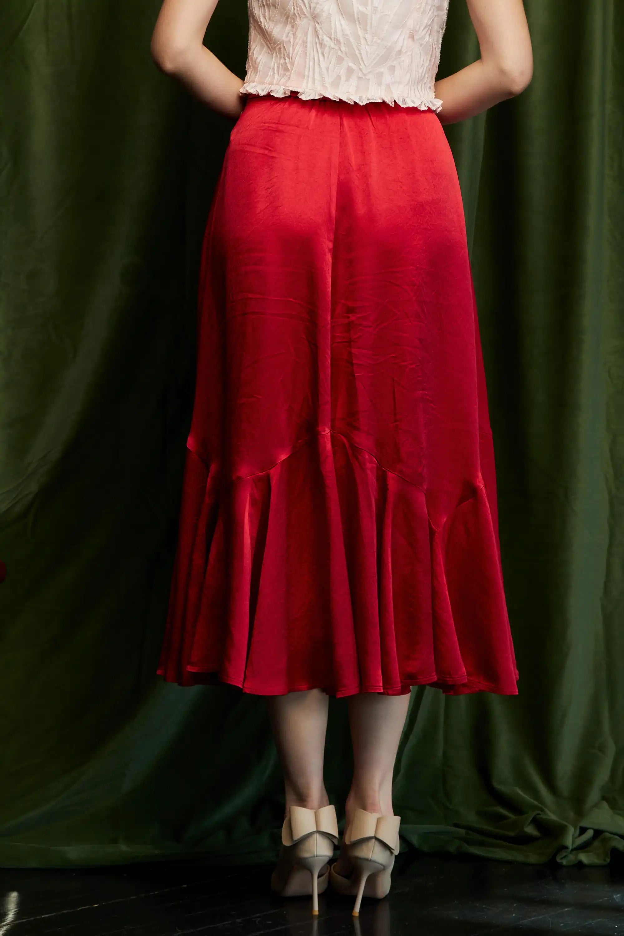 Mermaid Godet Skirt (Red)