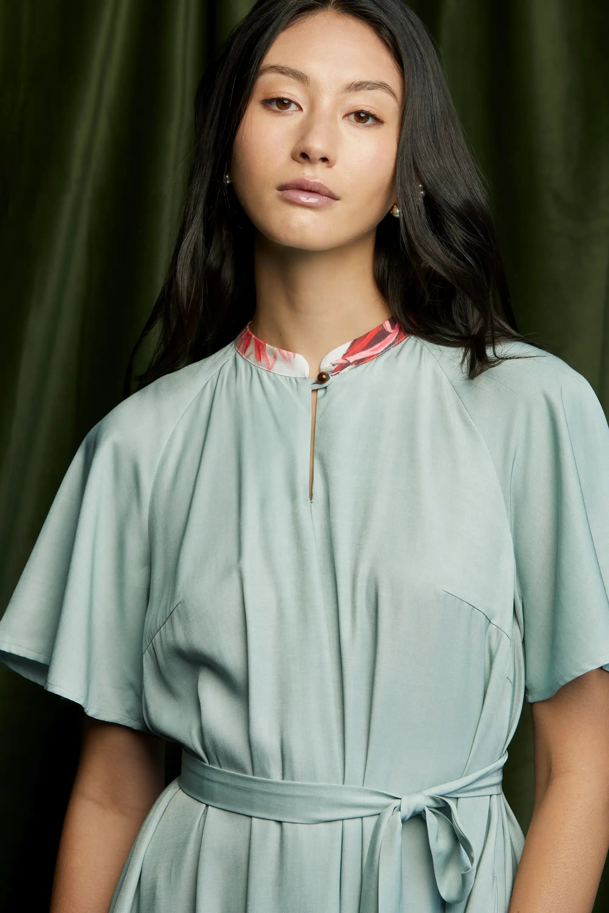 Micro Chinese Collar Tent Dress (Mint)