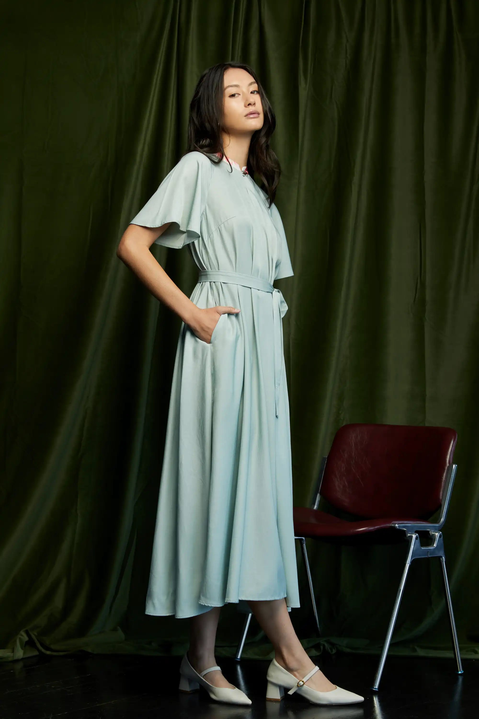 Chinese Collar Tent Full Maxi Dress – Mint