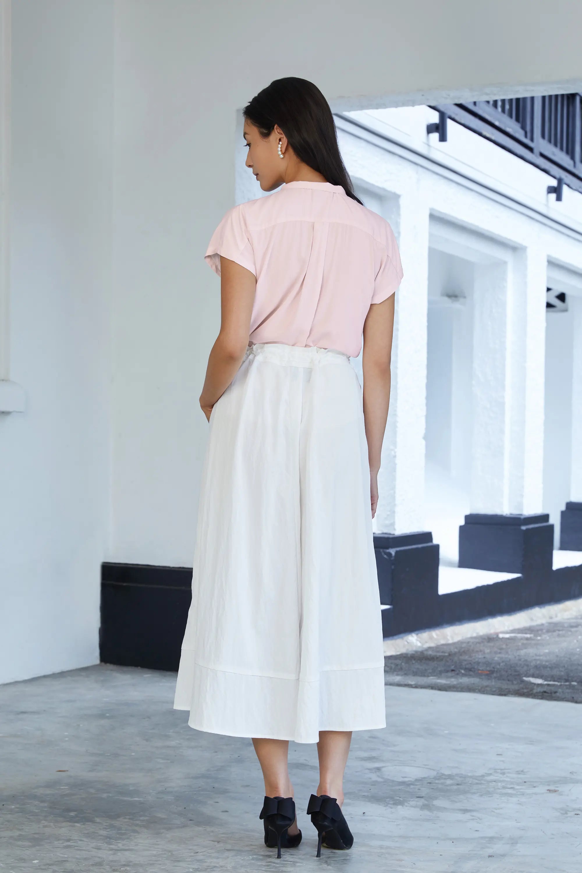 Micro-Chinese Collar Top (Light Pink)