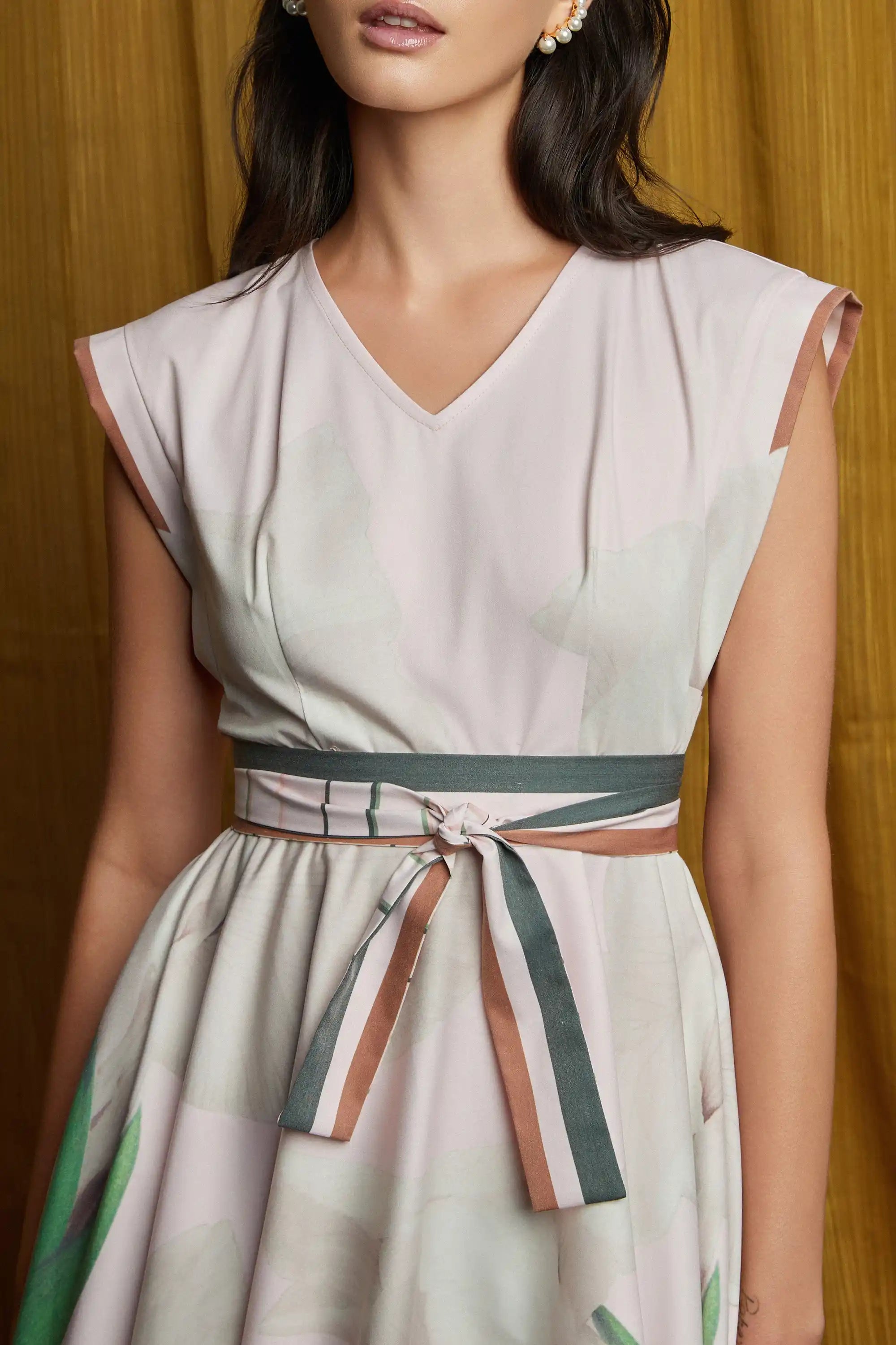 Square Sleeves Fit & Flare Midi Dress (Iris)