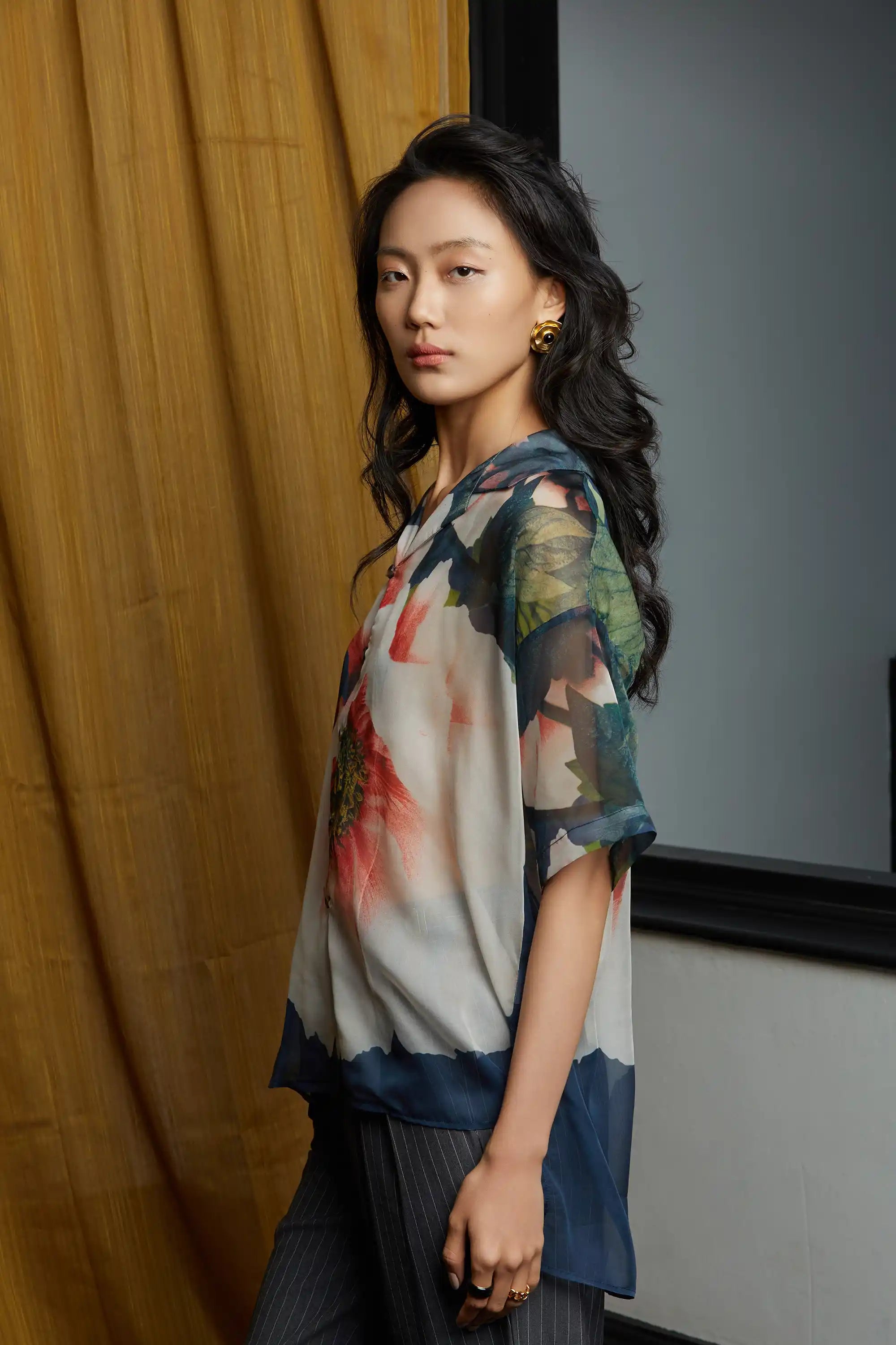 Unisex Cuban Shirt (Peony)