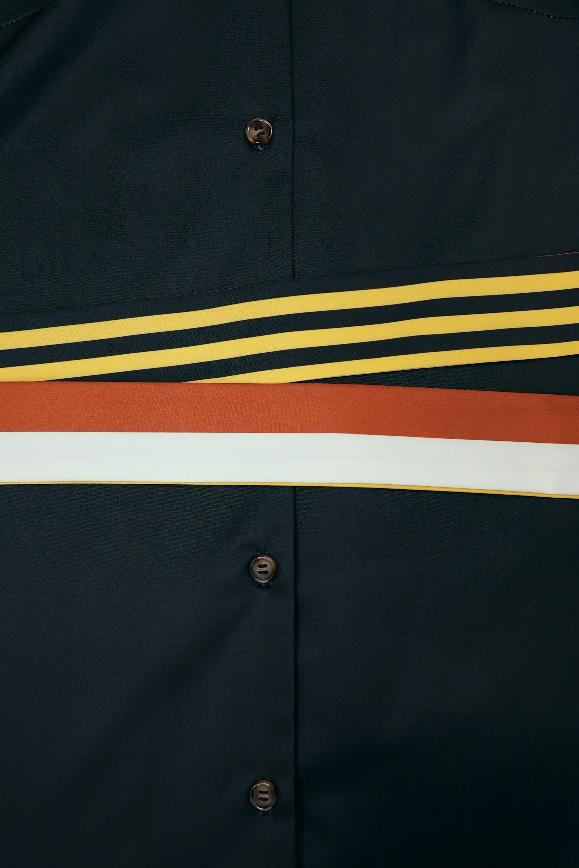 Close-up of detachable sash on Arrayed Monk's Hood shirt dress