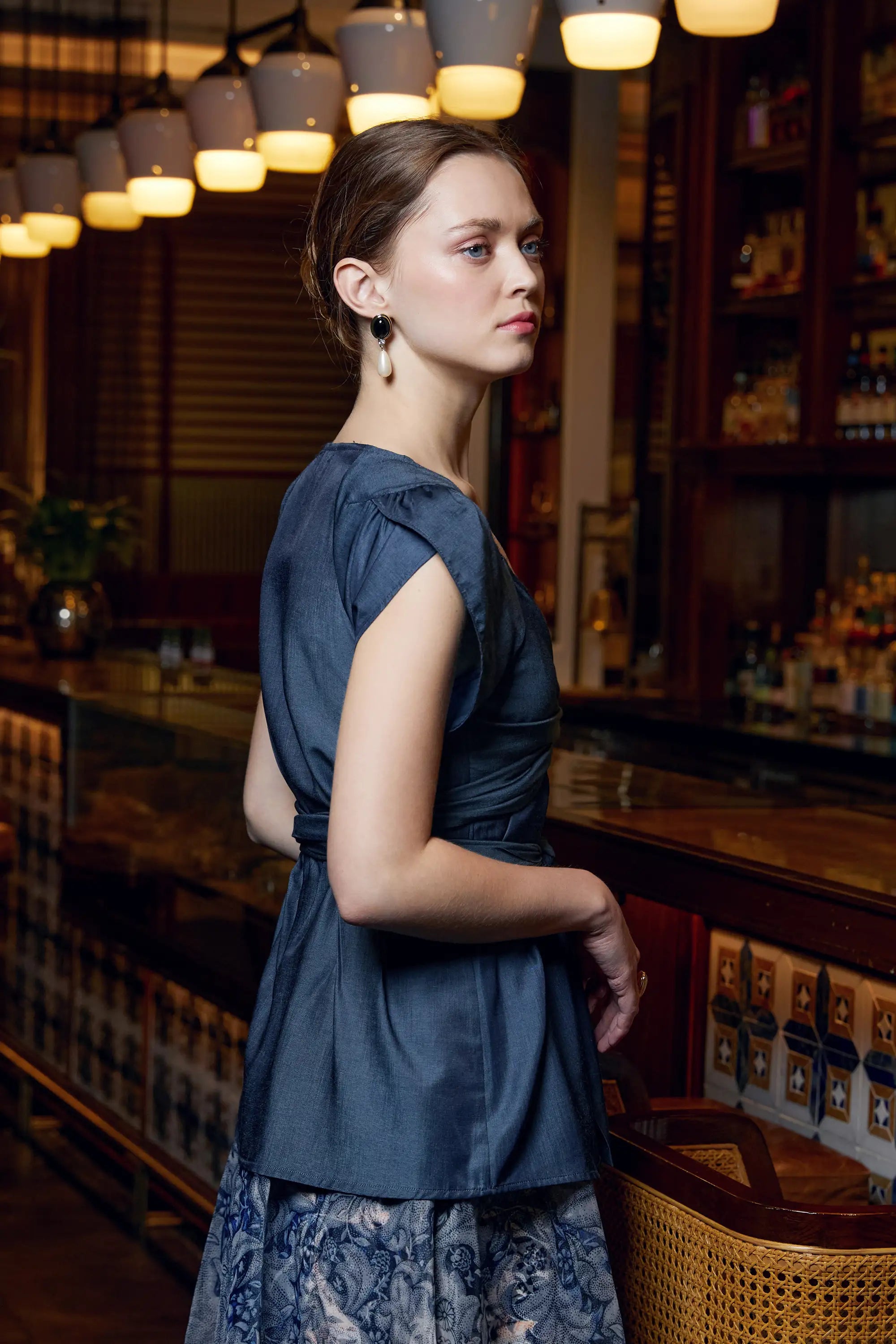 Criss Cross Tulip Blouse (Navy)
