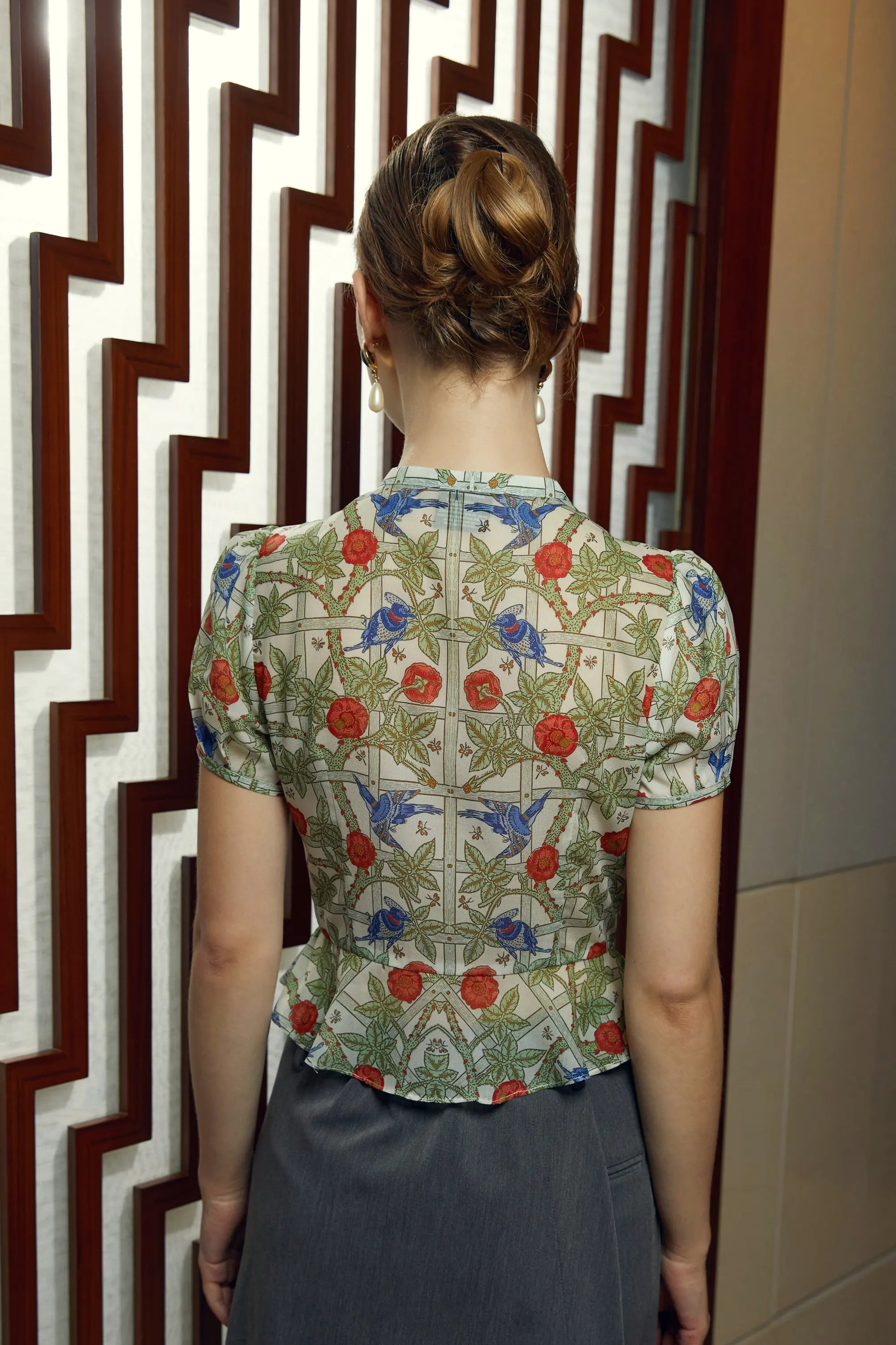 Keyhole Peplum Top – Trellis Print | Reckless Ericka