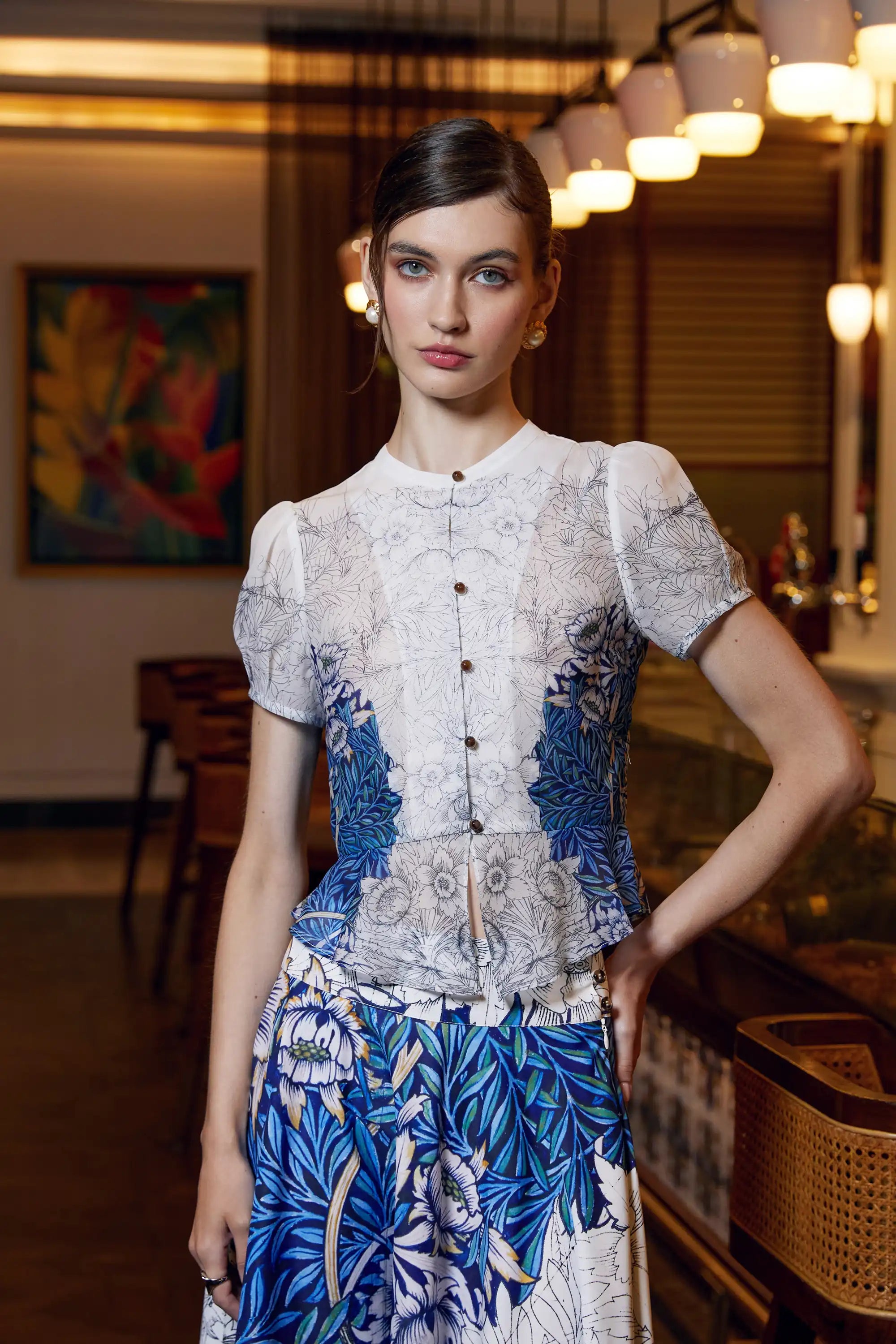 Keyhole Peplum Top – Trellis Print | Reckless Ericka