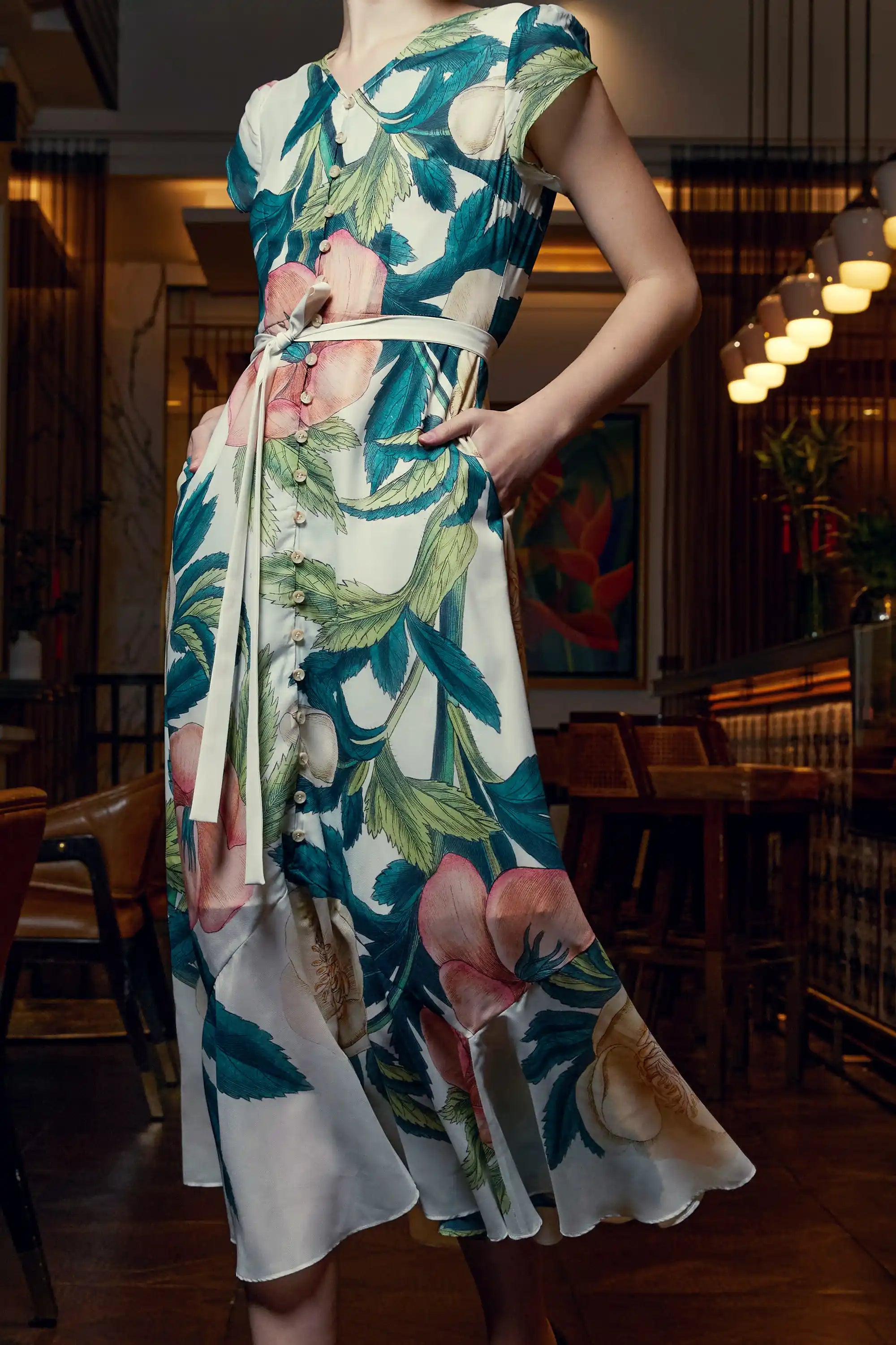 Petal Sleeve Mermaid Dress (Hellebore)