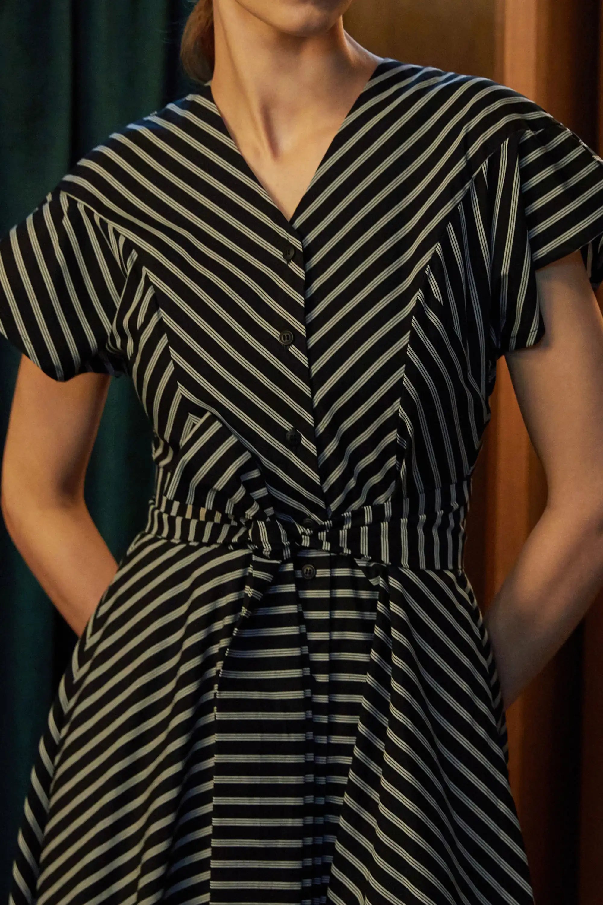 Bluebell Dress (Black Stripes)