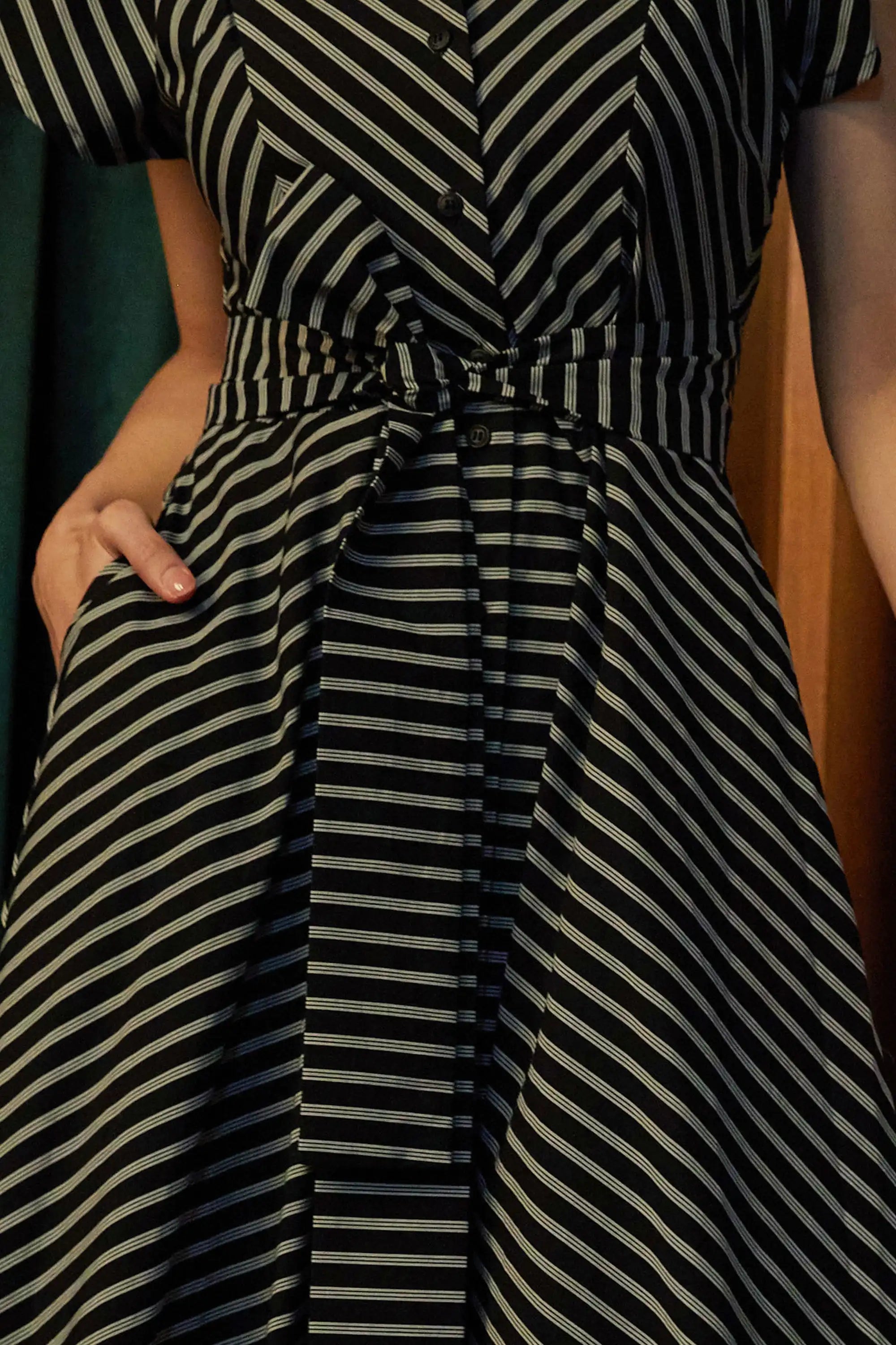 Bluebell Dress (Black Stripes)