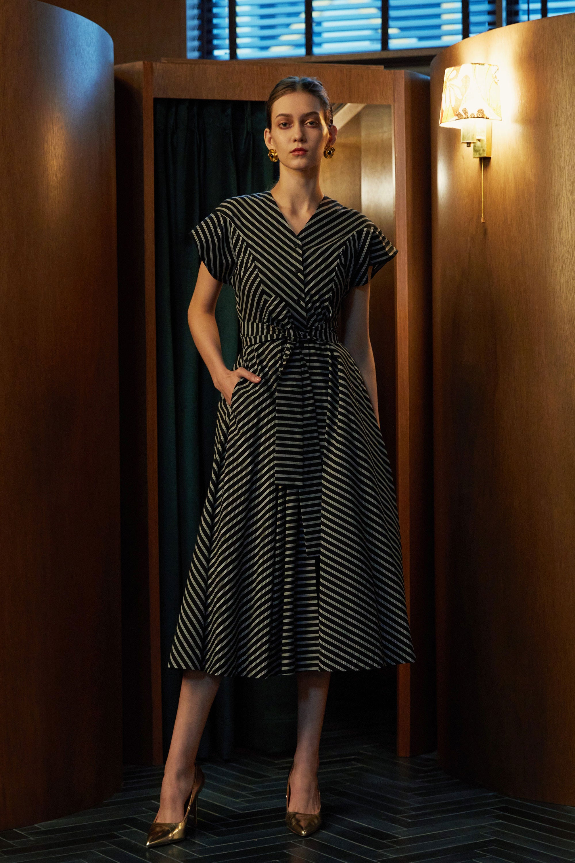 Bluebell Dress (Black Stripes)