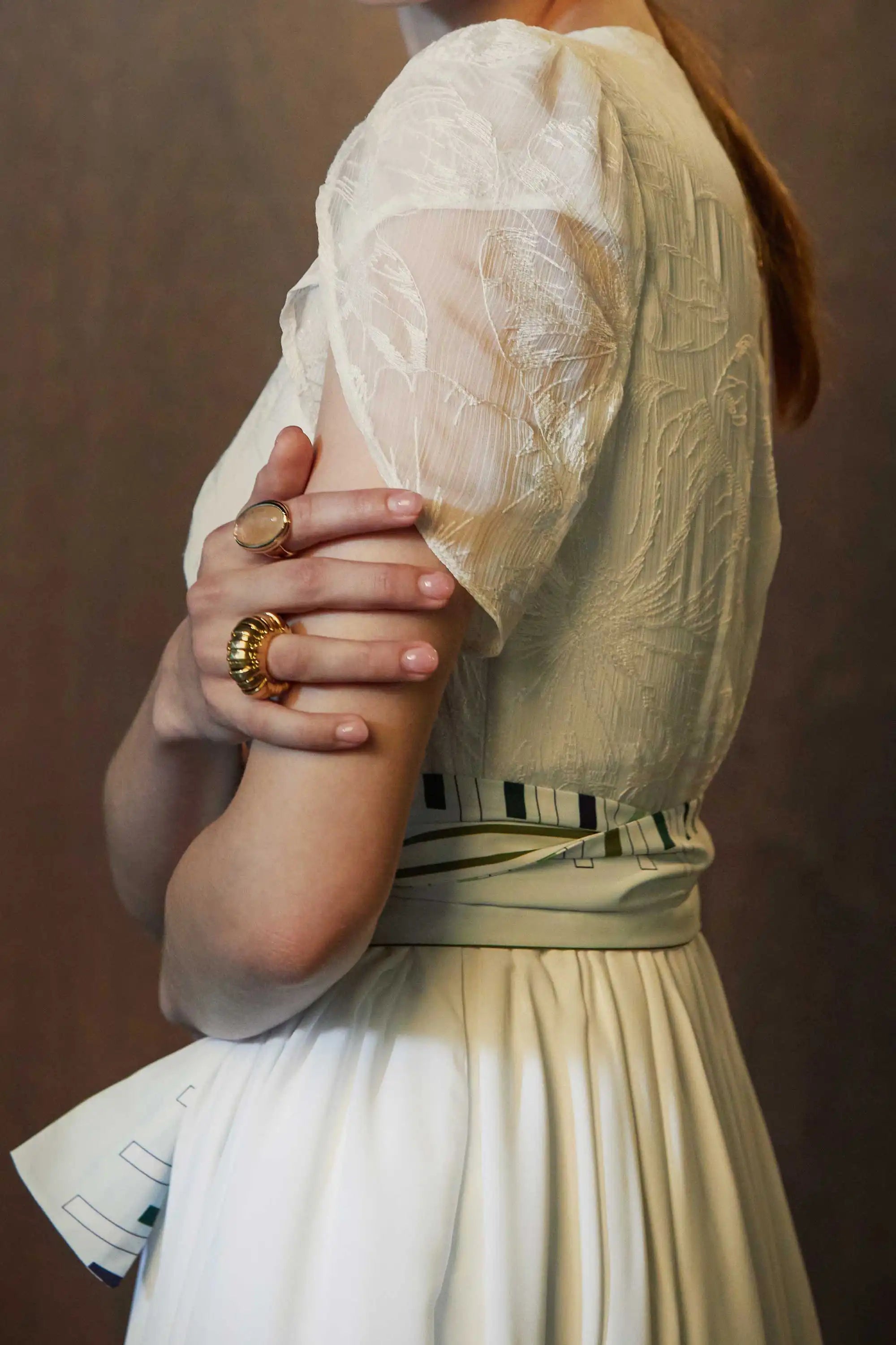 Petal Sleeves Shirtwaist Dress (White Lace)