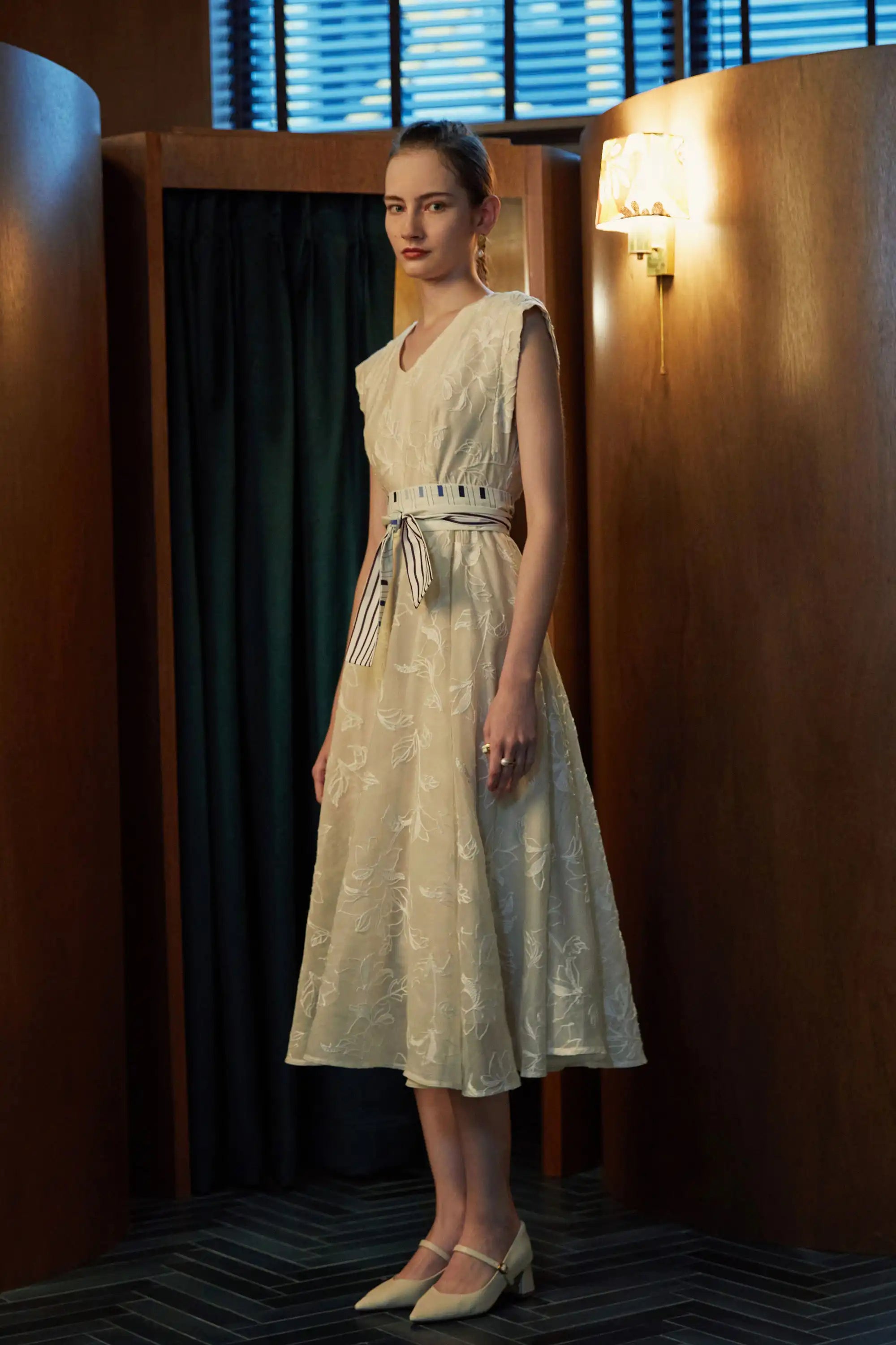 Square Sleeves Fit & Flare Dress (Lace)