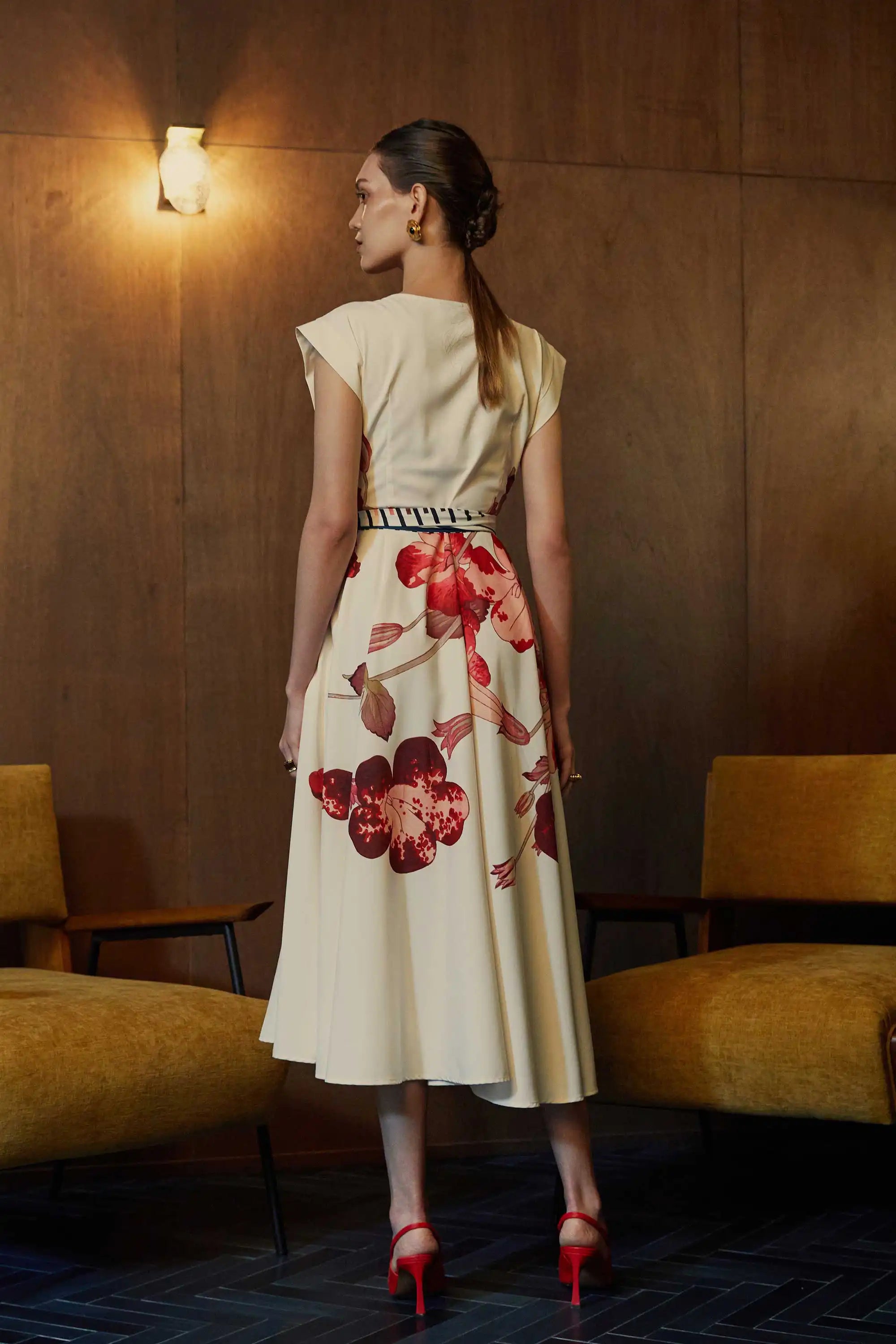 Square Sleeves Fit & Flare Dress (Mimulus)