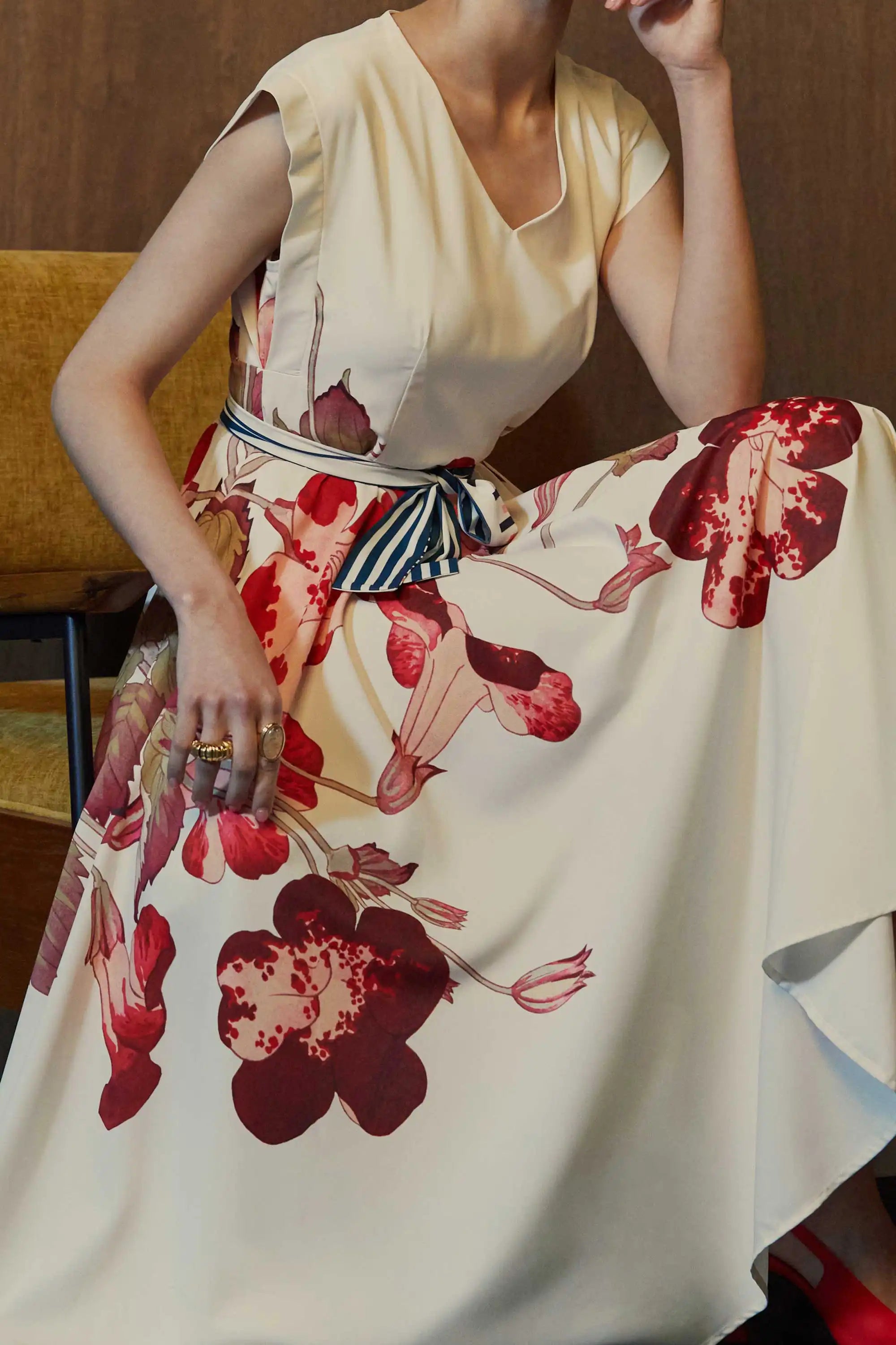 Square Sleeves Fit & Flare Dress (Mimulus)