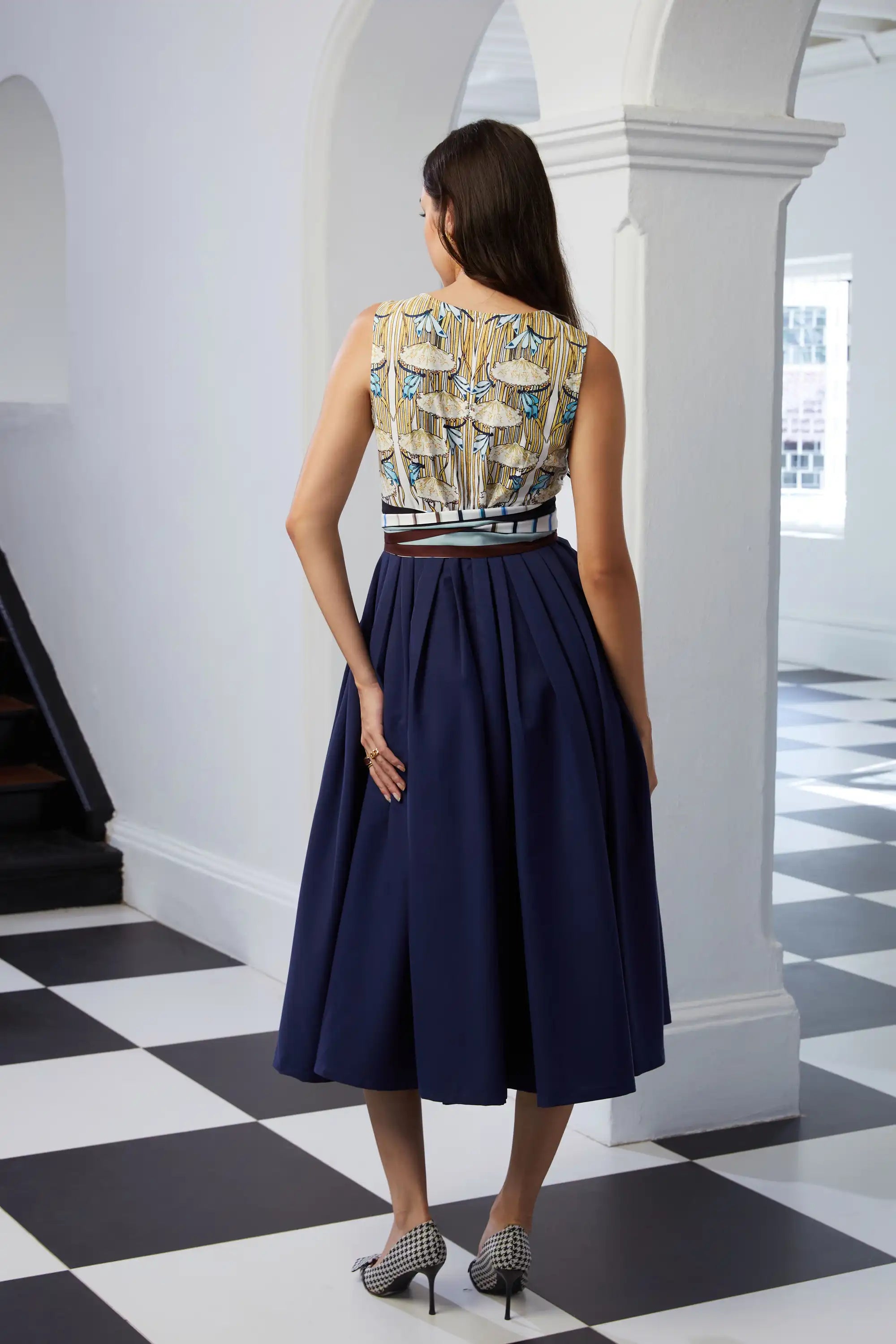 Bustier Box Pleats Dress (Dragonfly)