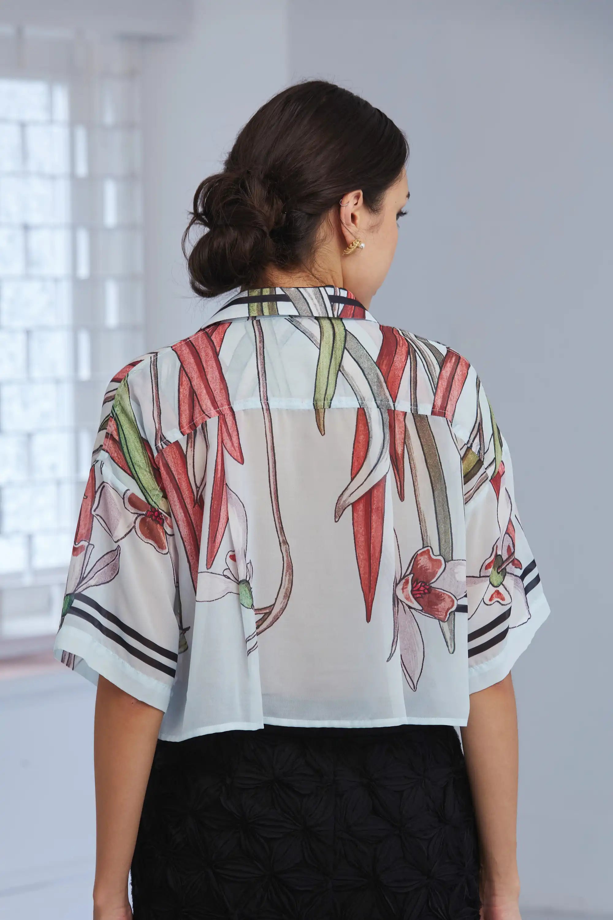 Cropped Cuban Shirt (Snowdrop)