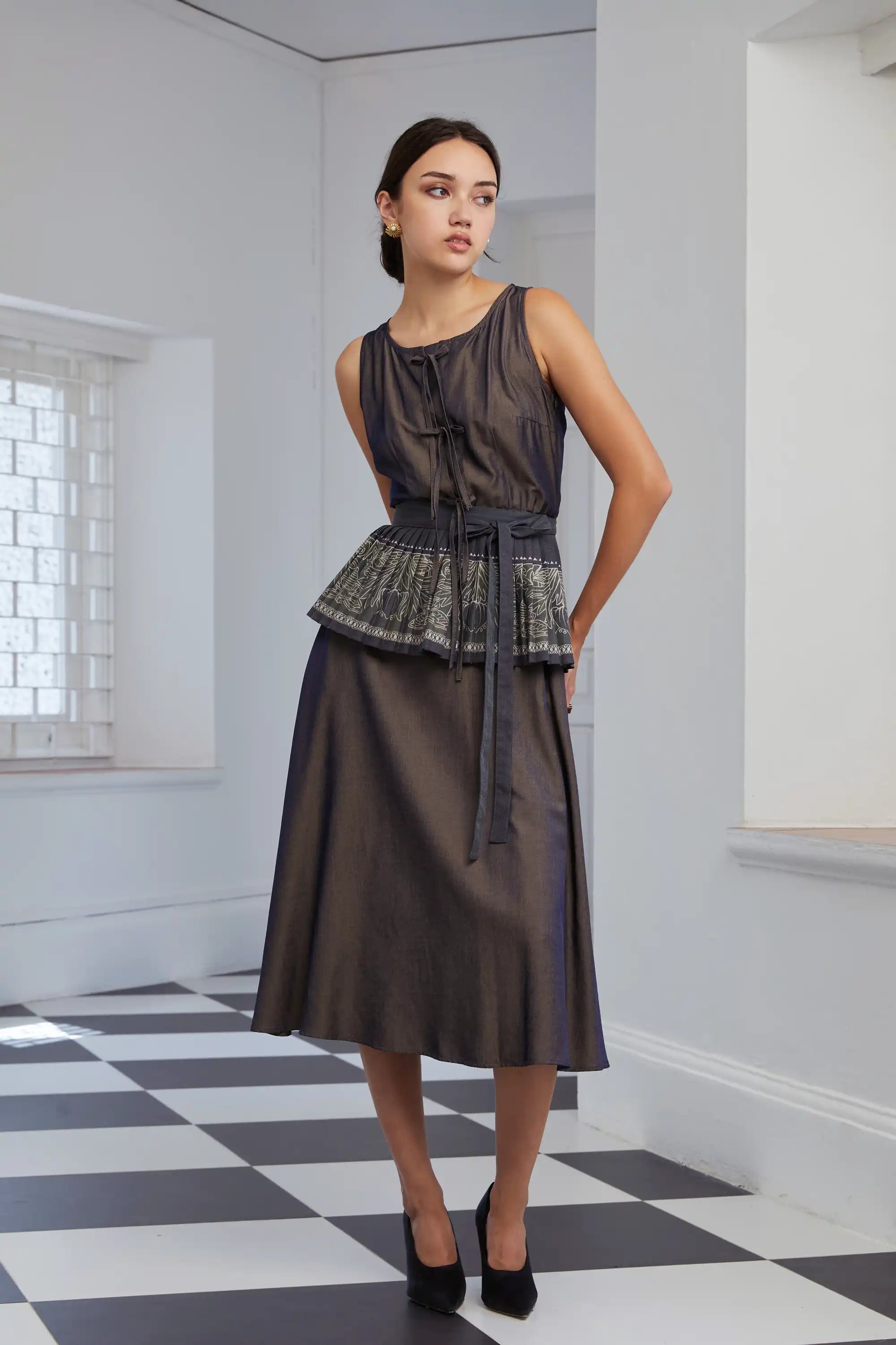 Peplum Racer Dress (Cicada)