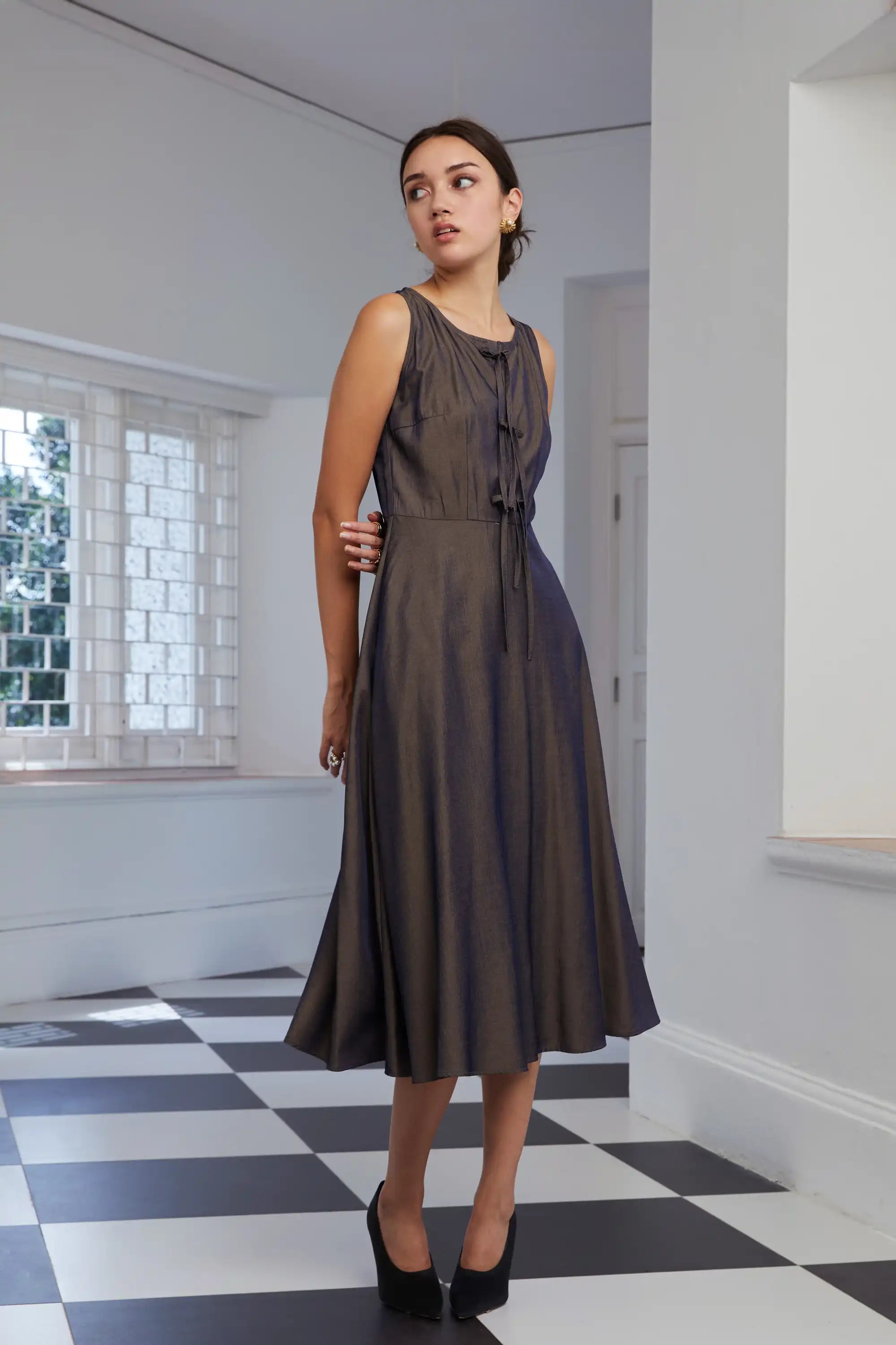 Peplum Racer Dress (Cicada)