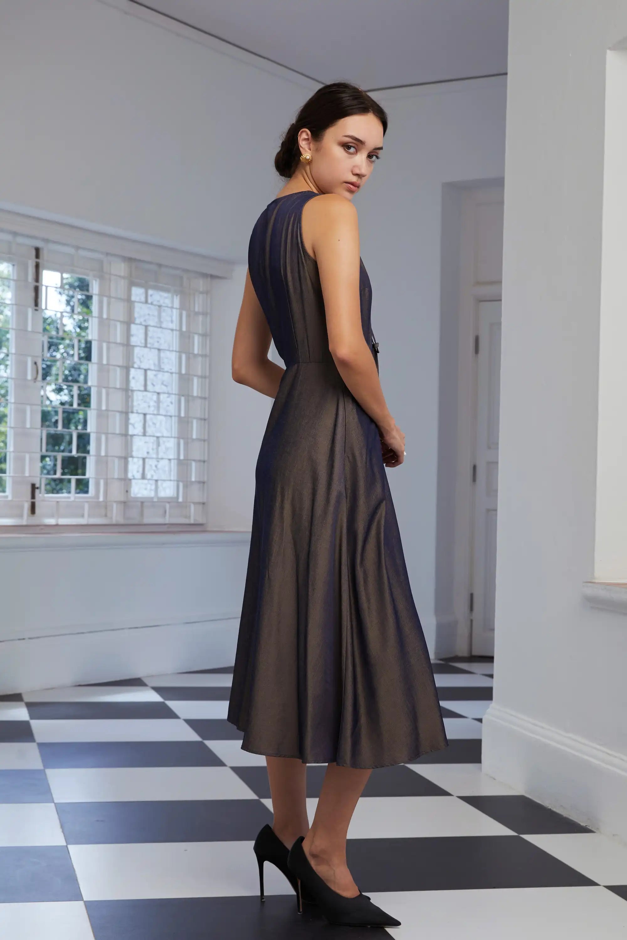 Peplum Racer Dress (Cicada)