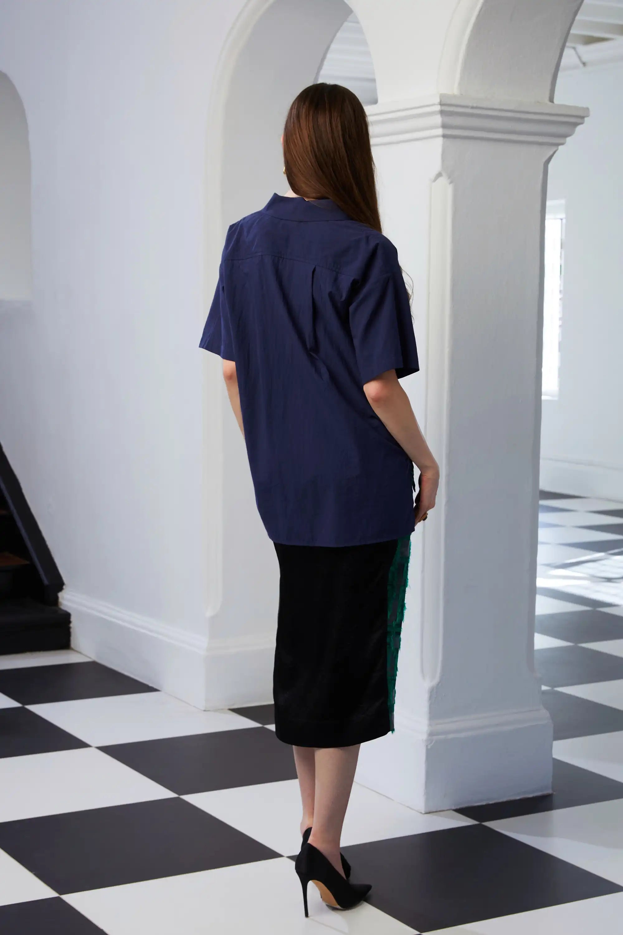 Shawl Collar Shirt (Navy)