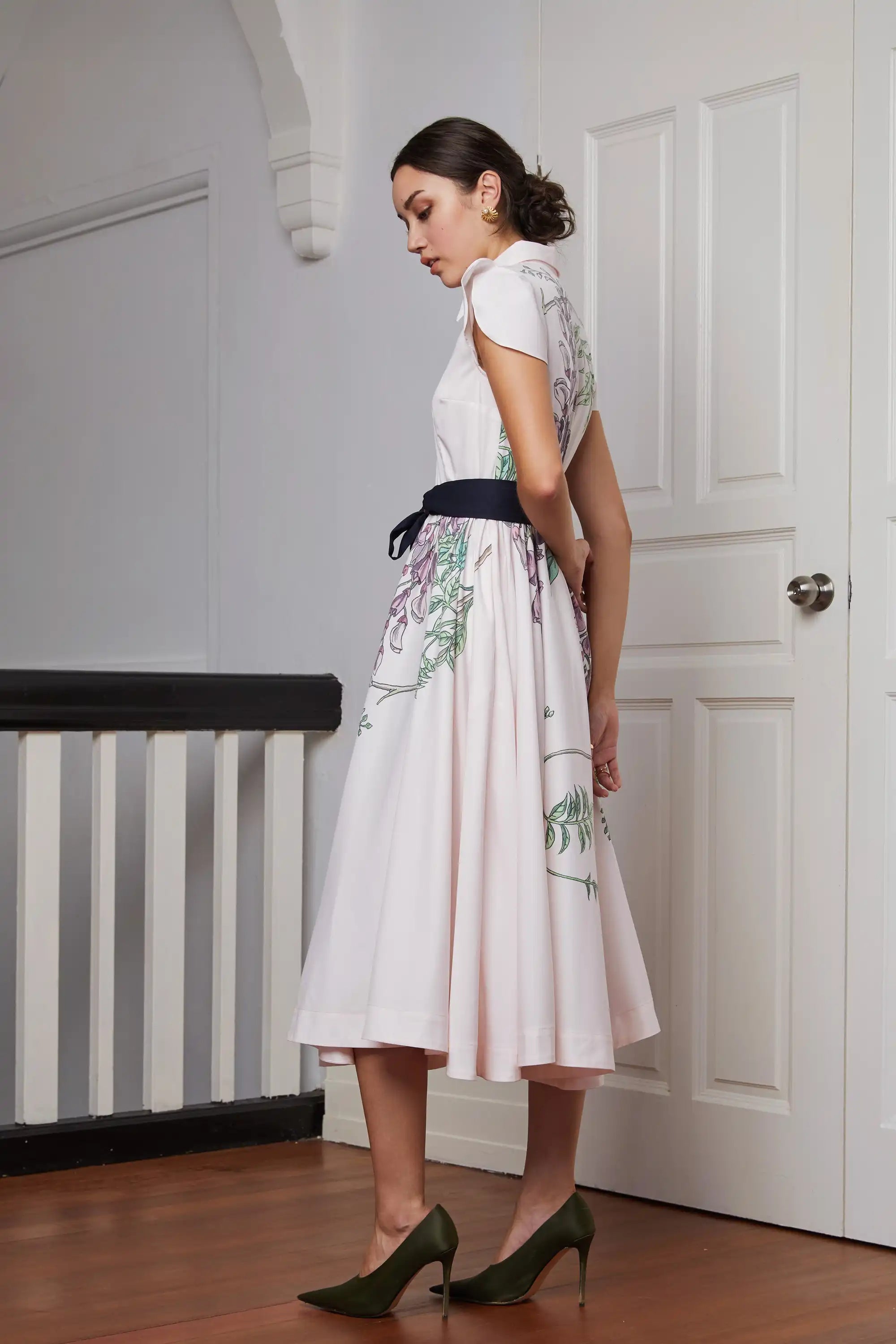 Snowdrop Sleeves Shirtwaist Dress (Wisteria)