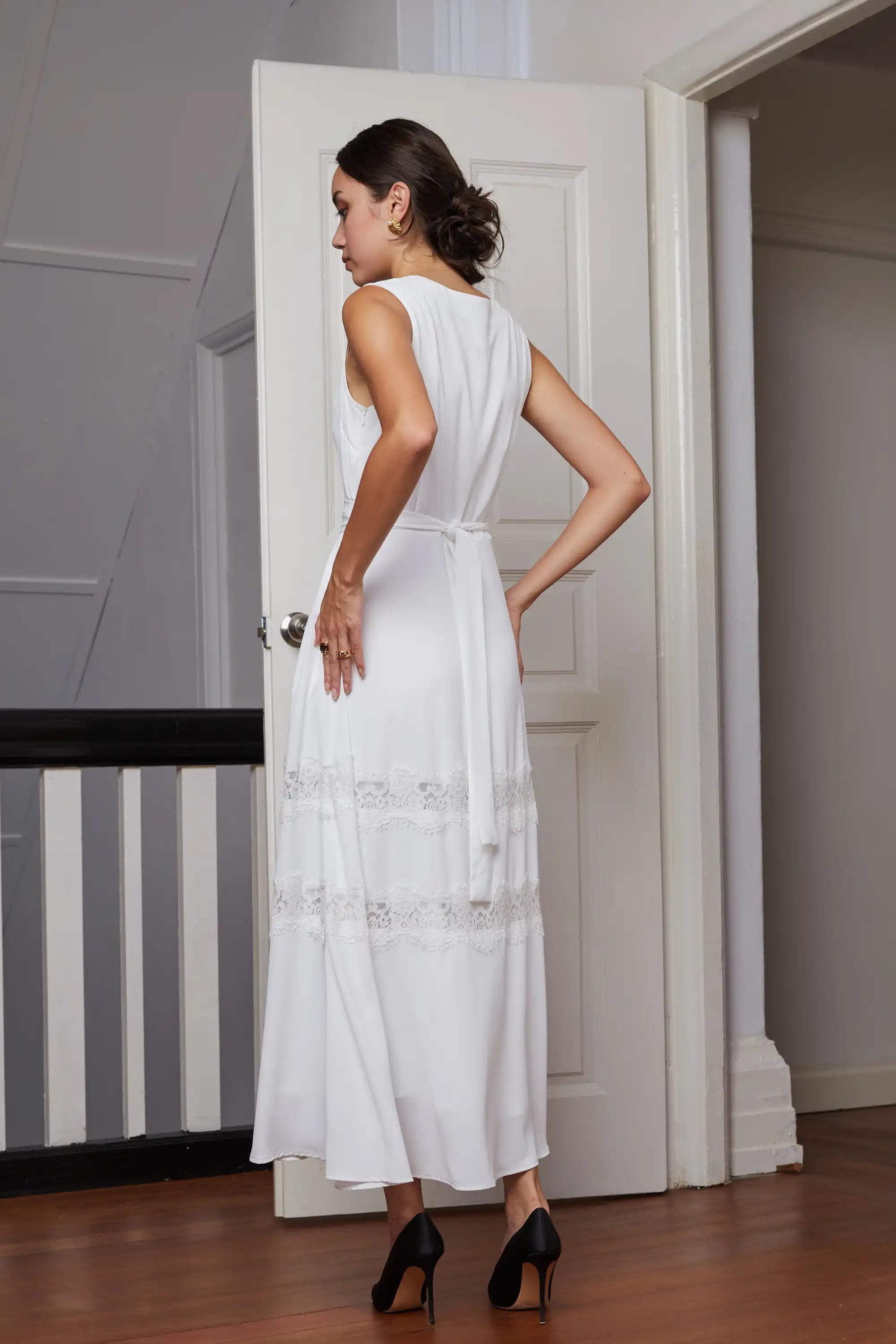 Tiered Lace Full Maxi Dress – White | Reckless Ericka