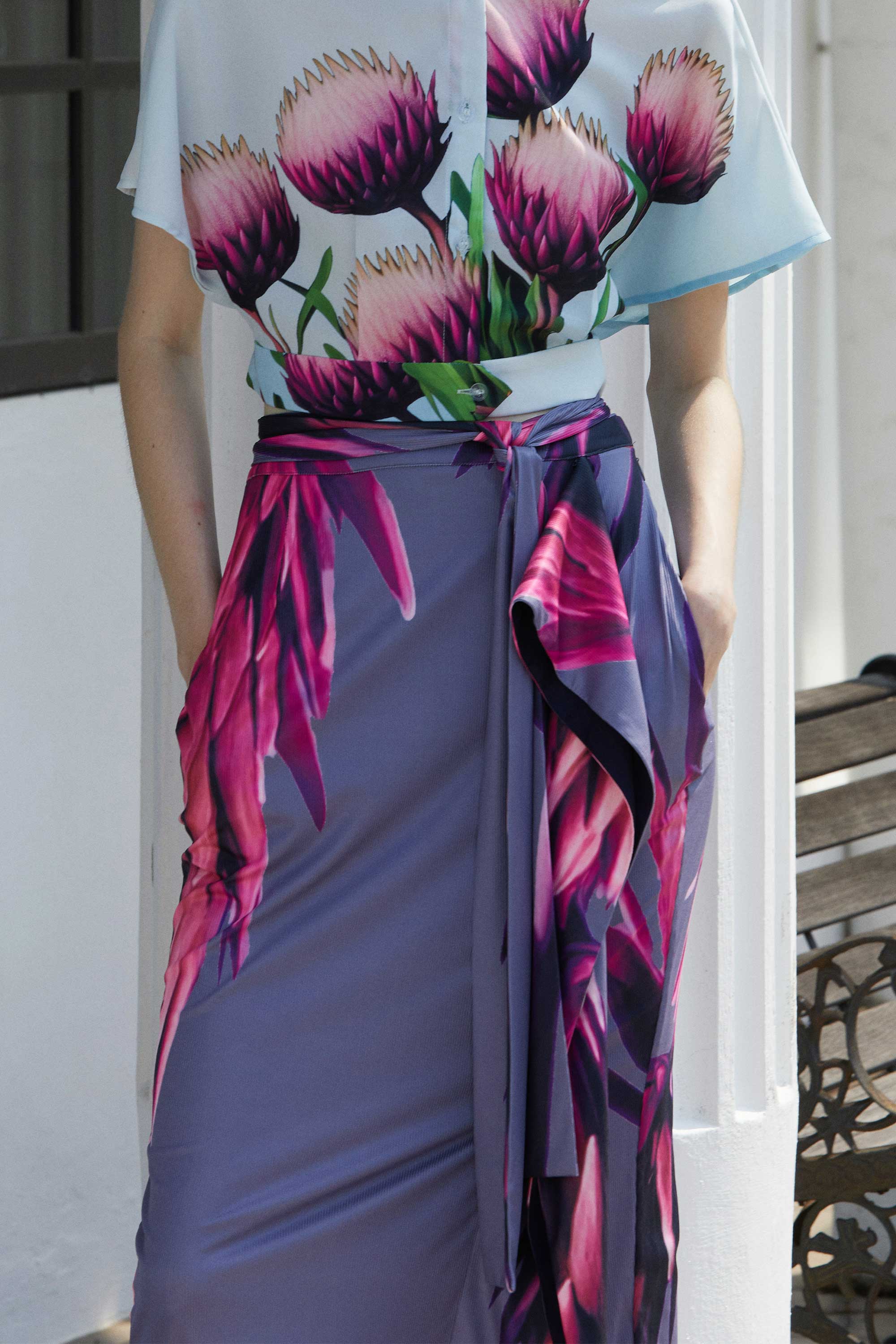 Draped Pencil Midi Skirt (Memory)