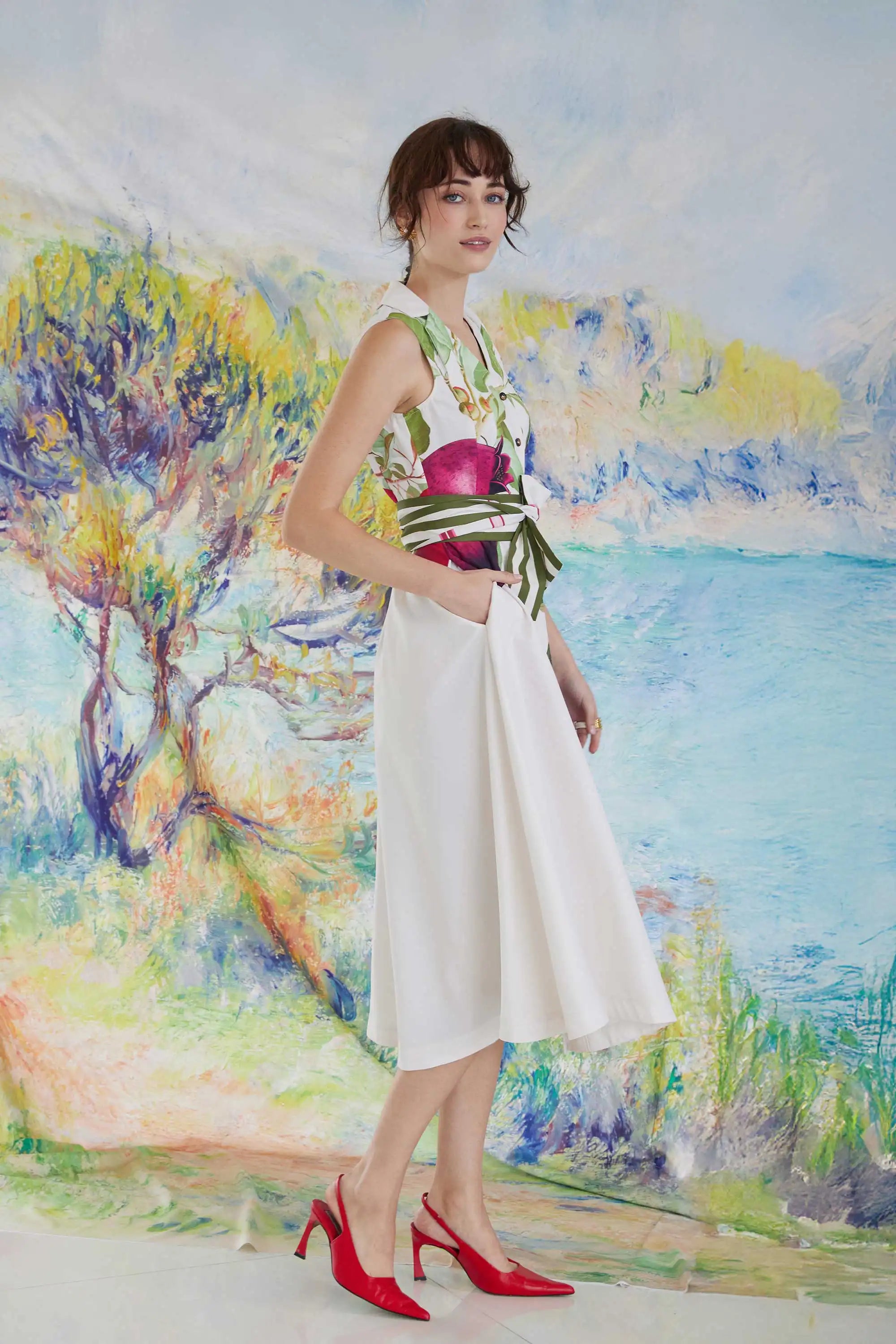 Blended Lapel Darted Dress (Pomegranate)