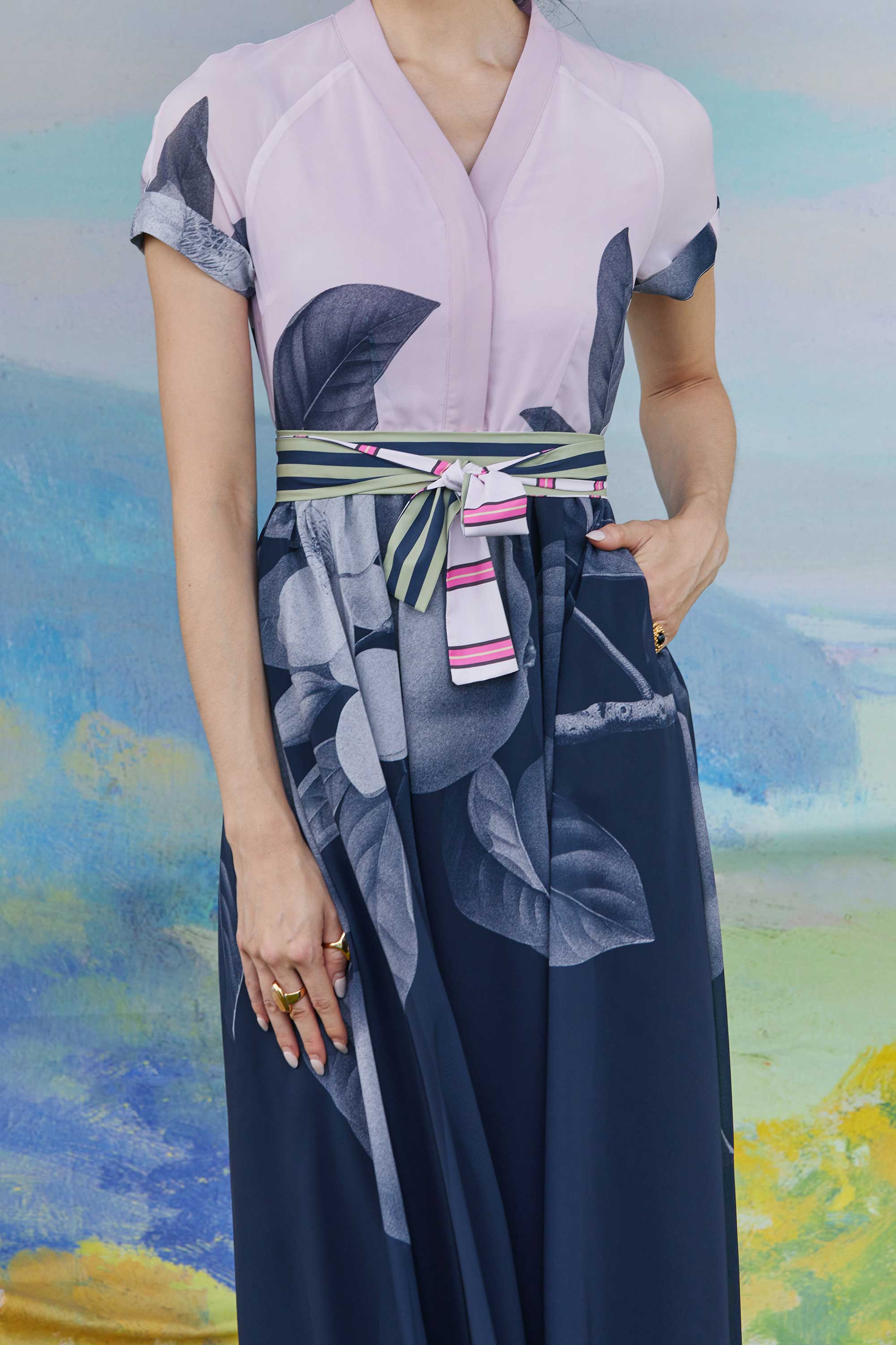 Border Shirtwaist Dress (Guava)