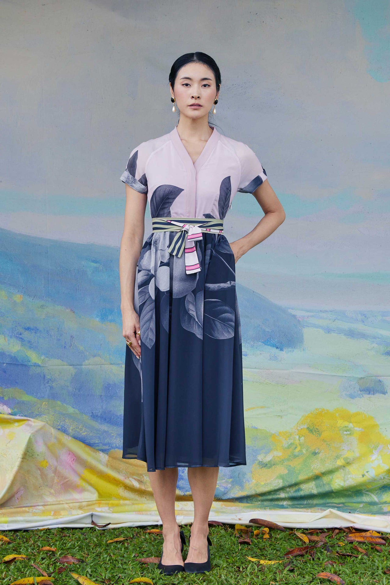 Border Shirtwaist Dress (Guava)