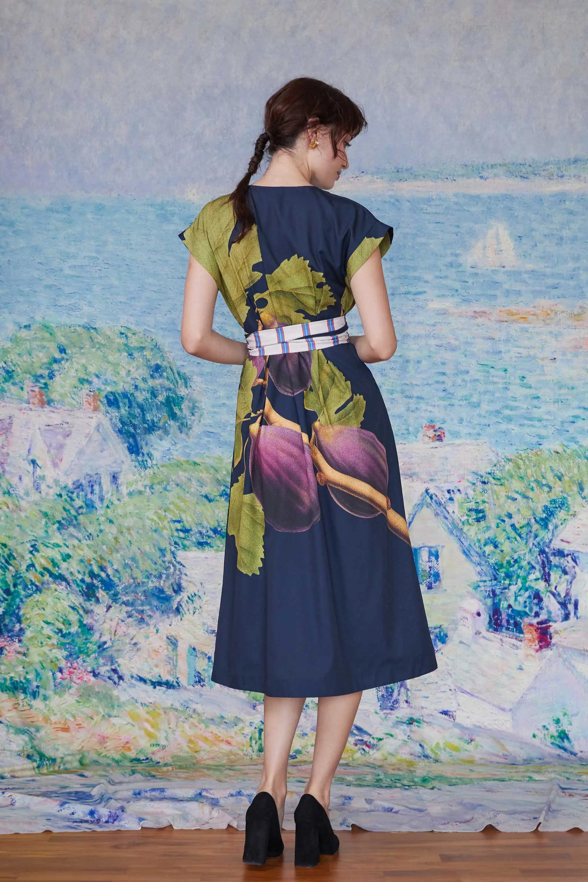 Box Pleats Cinch Tea Dress (Fig)