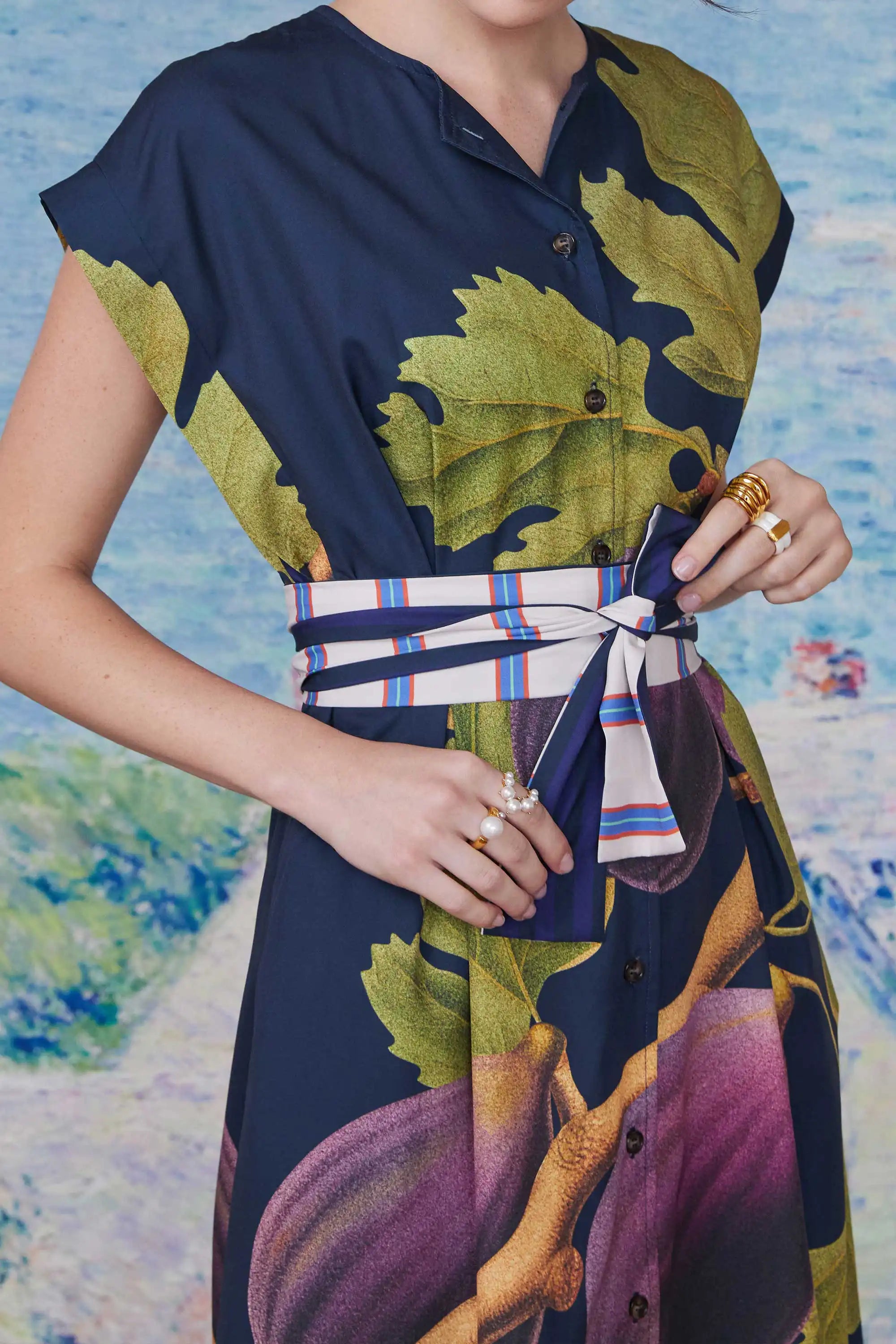 Box Pleats Cinch Tea Dress (Fig)