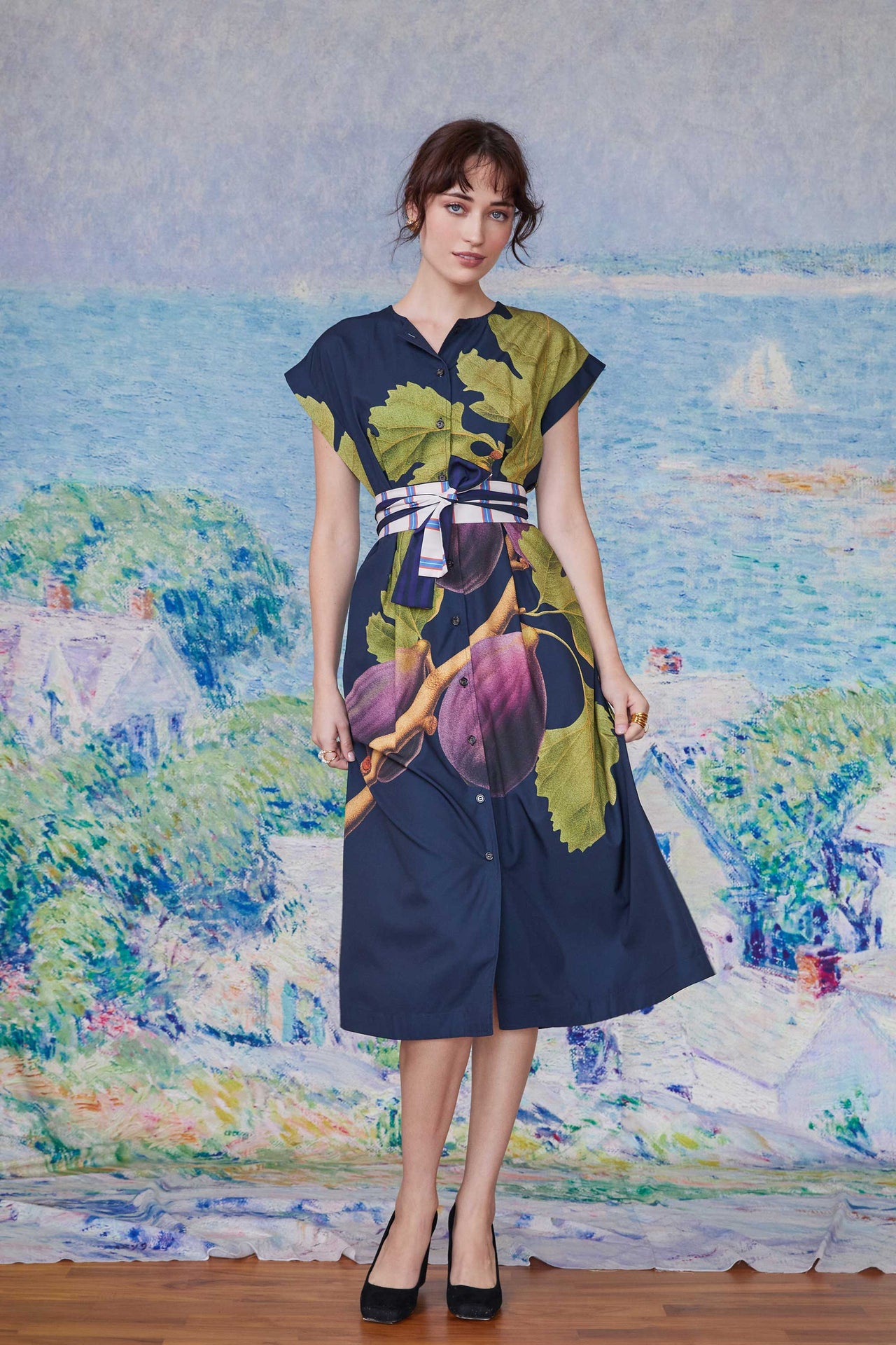 Box Pleats Cinch Tea Dress (Fig)