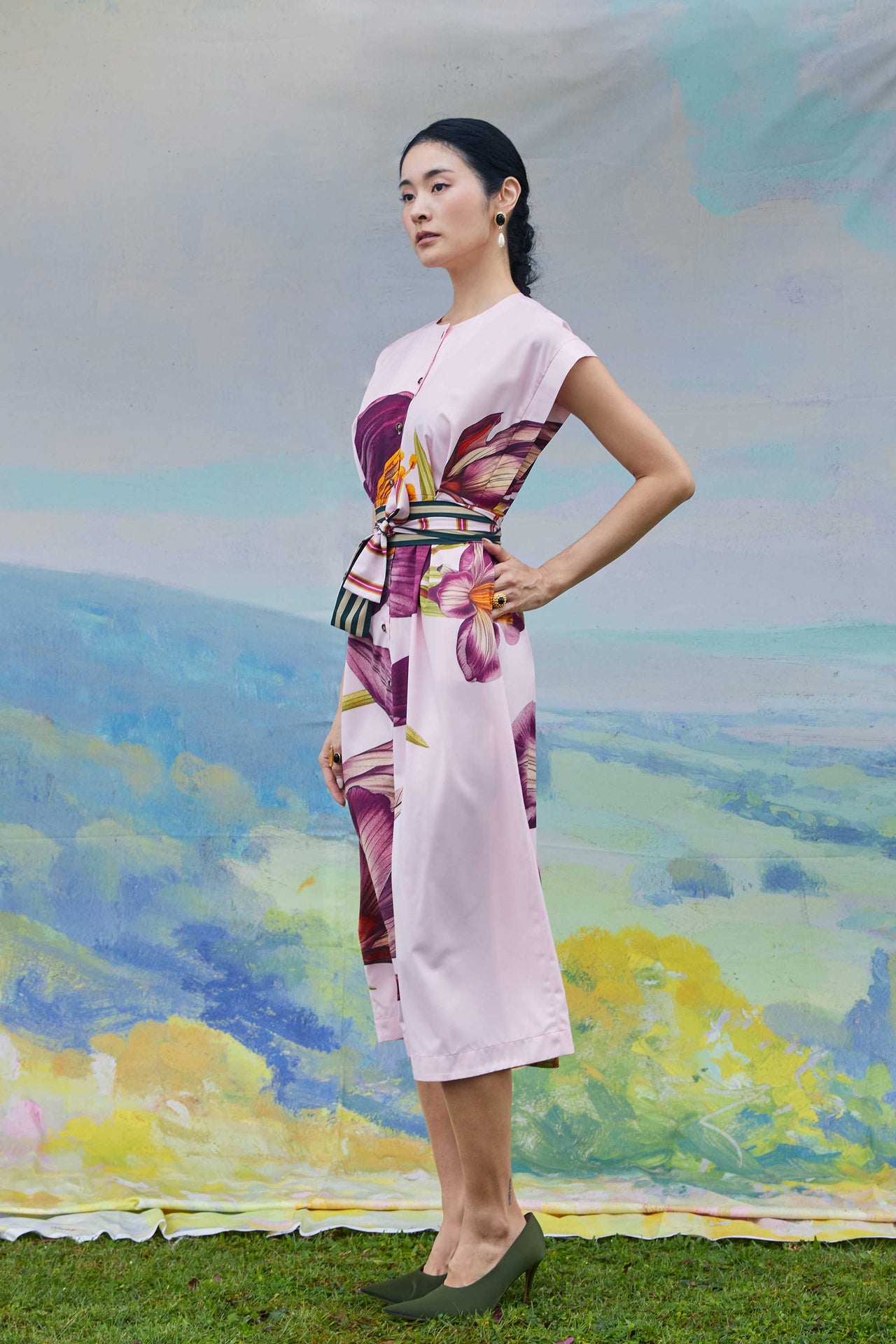 Box Pleats Cinch Tea Dress (Saffron)